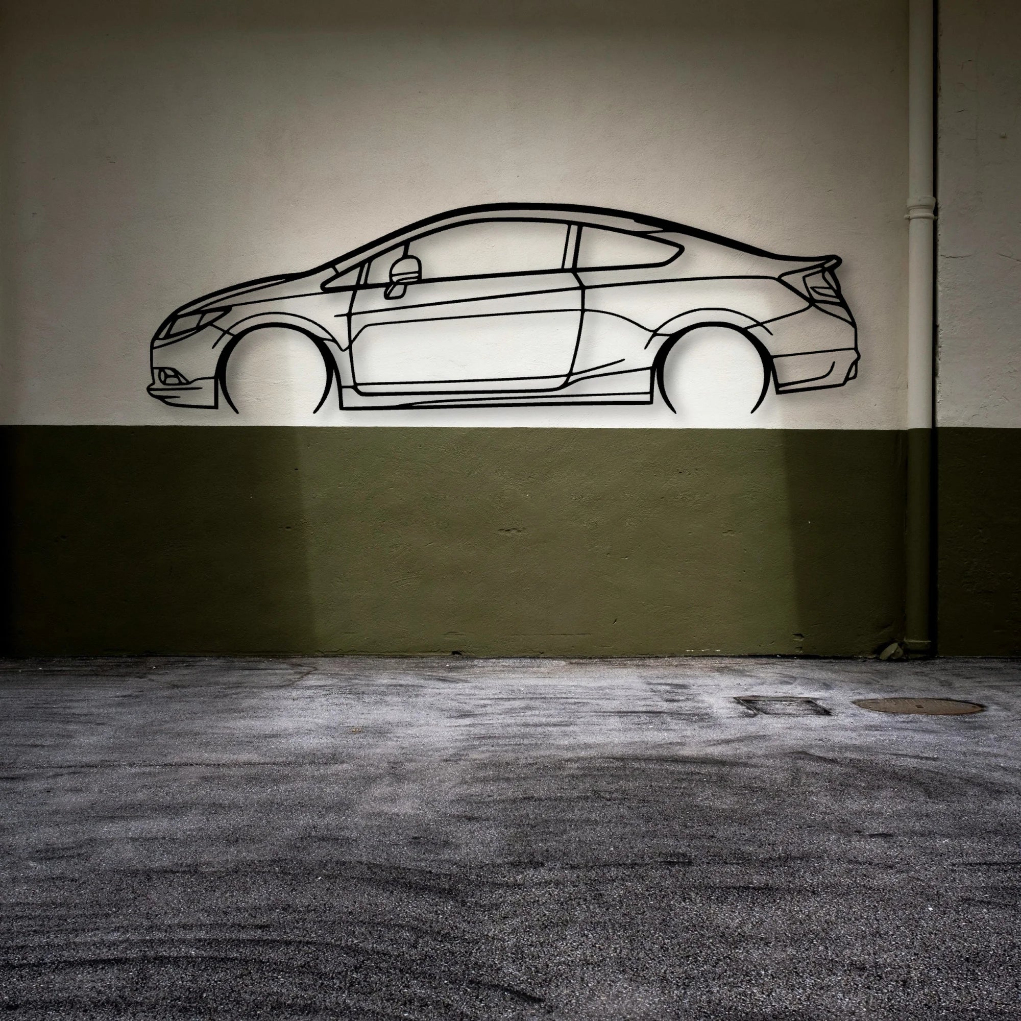 Civic Coupe 2012 Classic Silhouette Metal Wall Art - Automotive Garage Decor