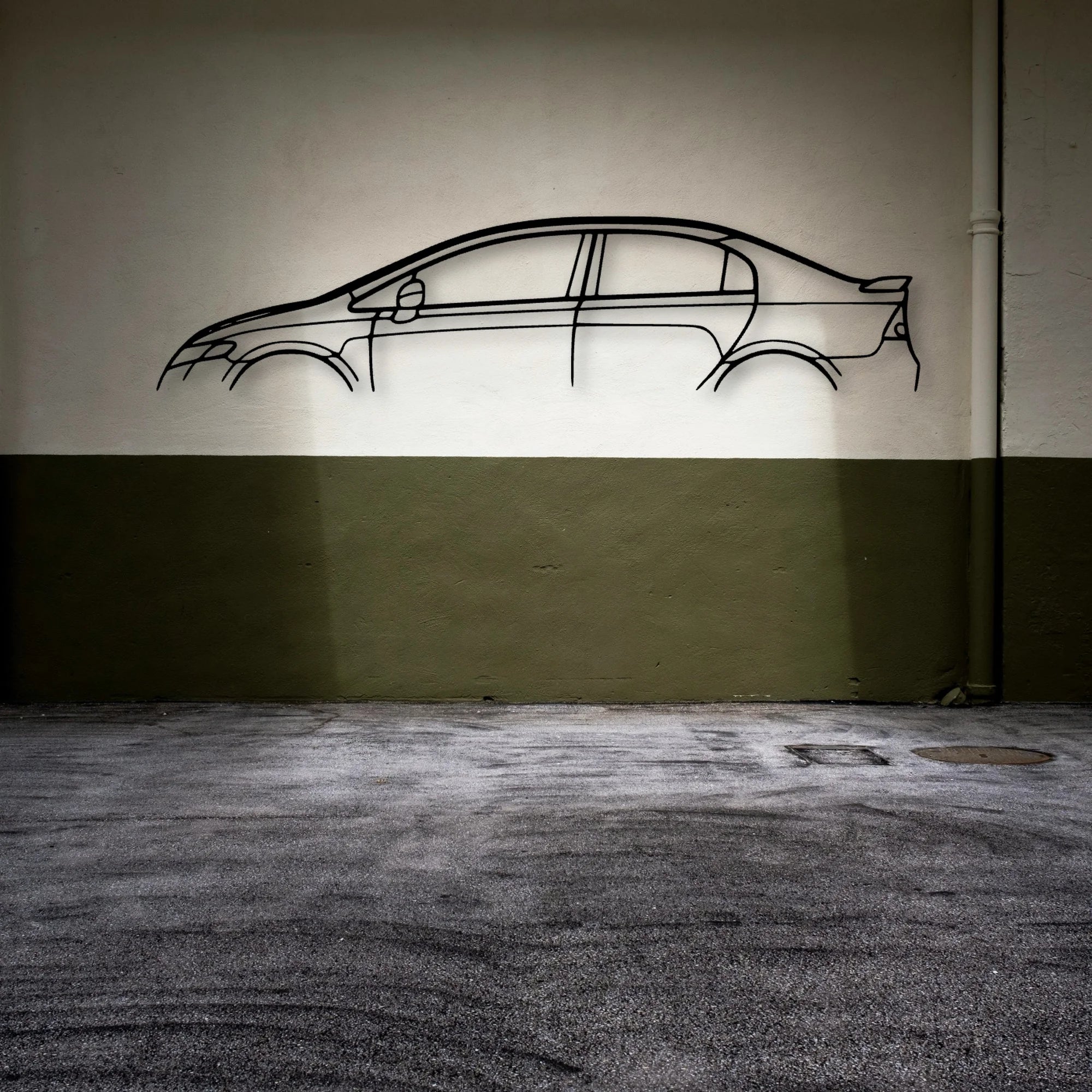 Civic Si 4D Classic Silhouette Metal Wall Art - Automotive Garage Decor