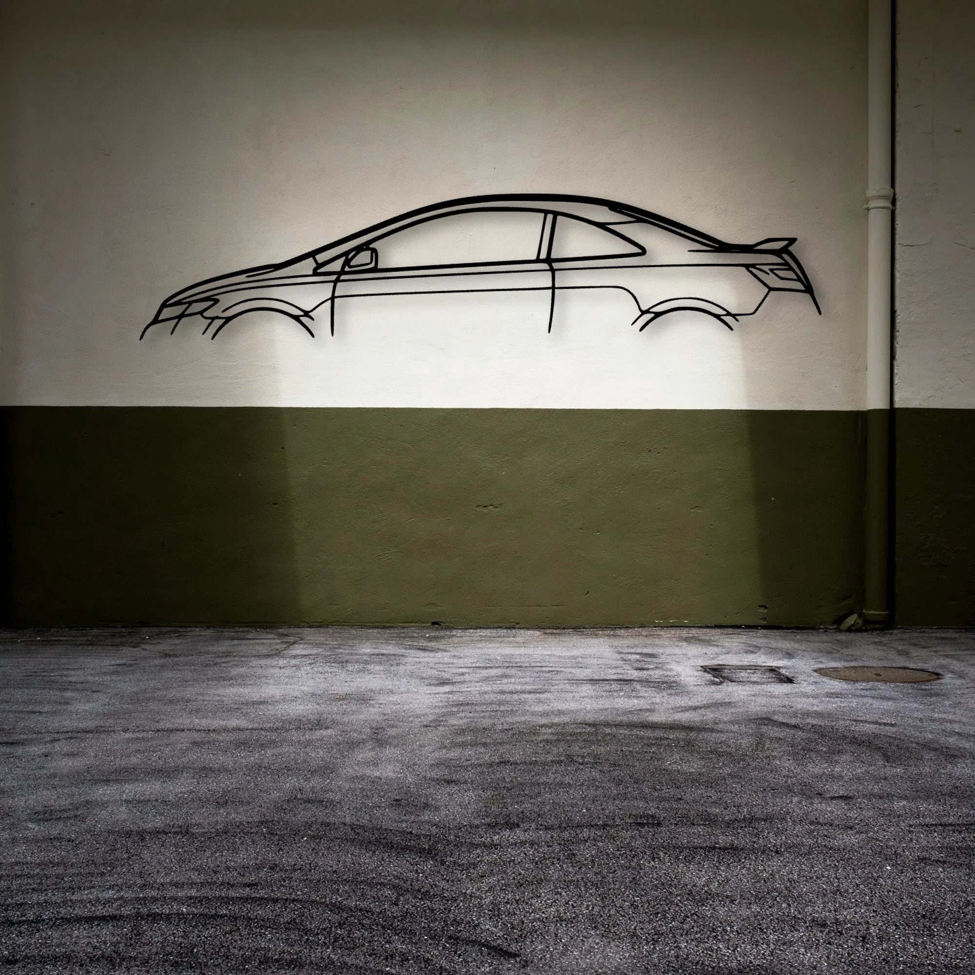 Civic Si Coupe 2006 Classic Silhouette Metal Wall Art - Automotive Garage Decor