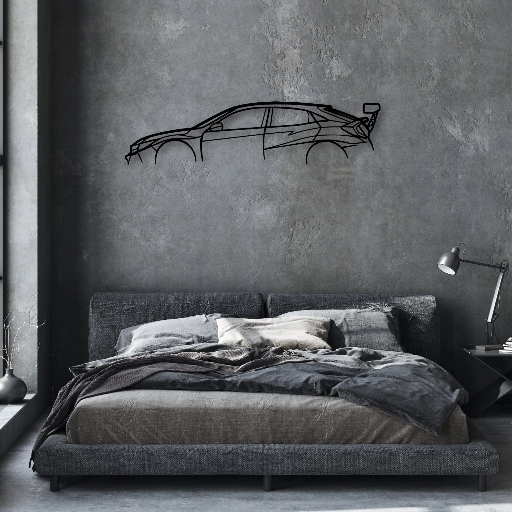 Civic TCR Classic Silhouette Metal Wall Art - Automotive Garage Decor