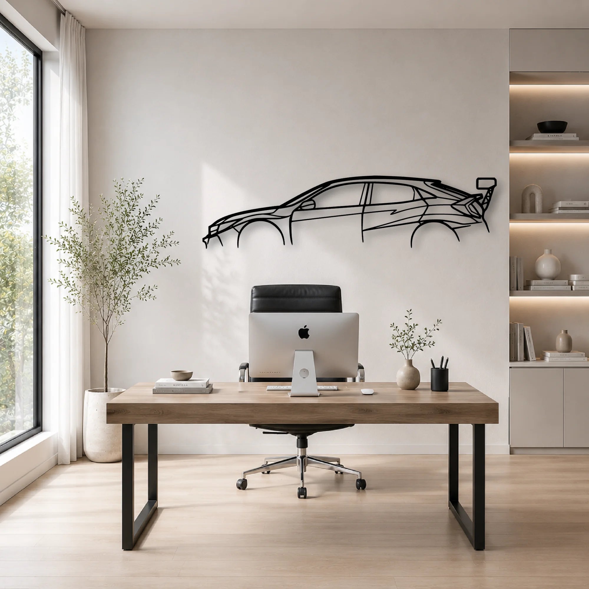 Civic TCR Classic Silhouette Metal Wall Art - Automotive Garage Decor