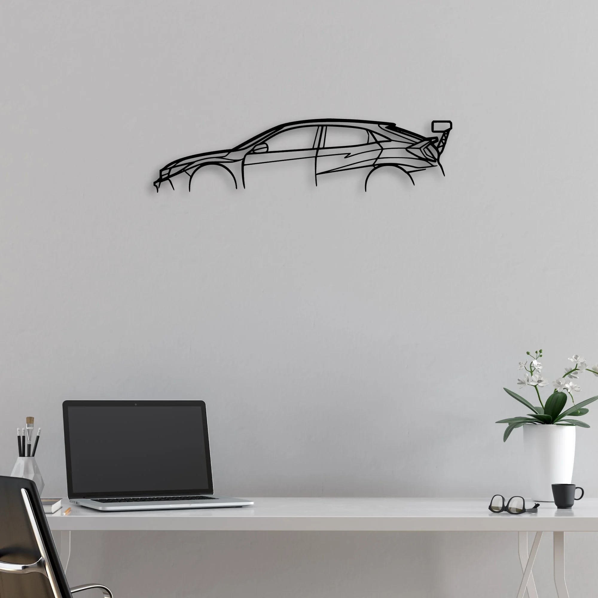 Civic TCR Classic Silhouette Metal Wall Art - Automotive Garage Decor