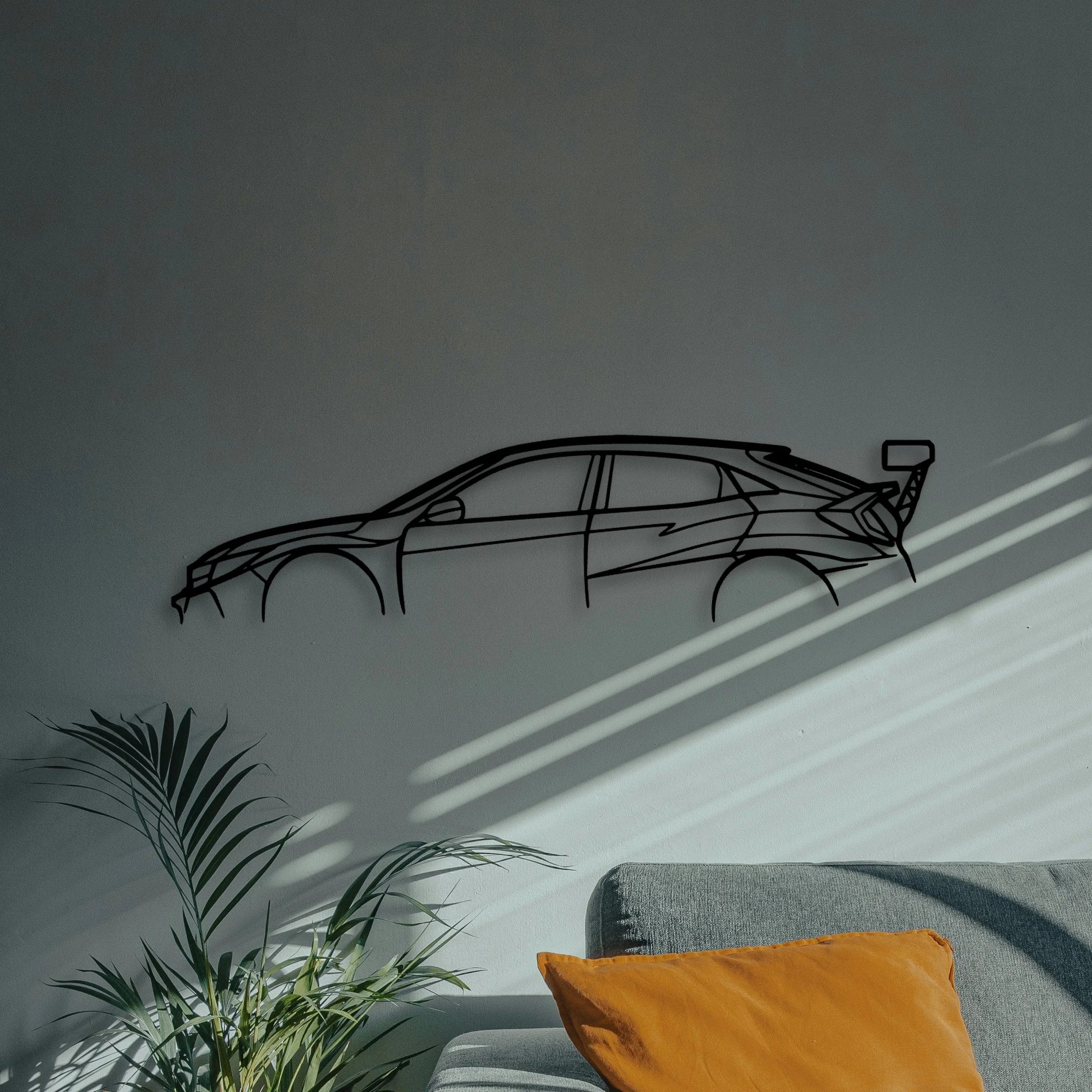 Civic TCR Classic Silhouette Metal Wall Art - Automotive Garage Decor