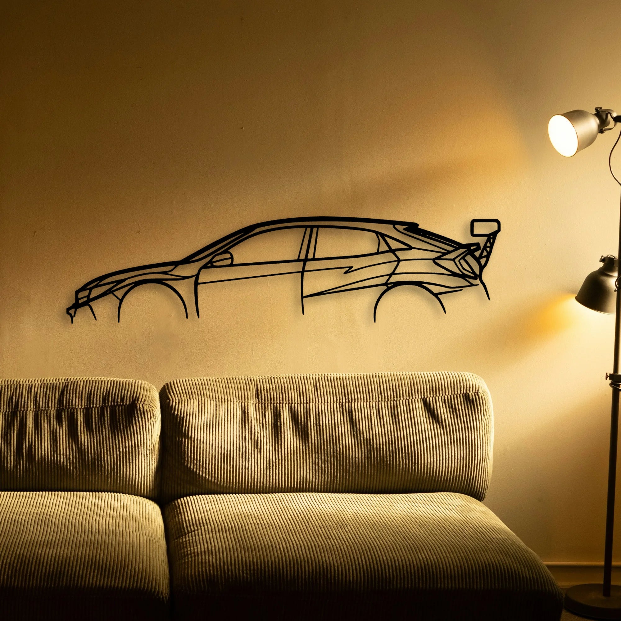 Civic TCR Classic Silhouette Metal Wall Art - Automotive Garage Decor