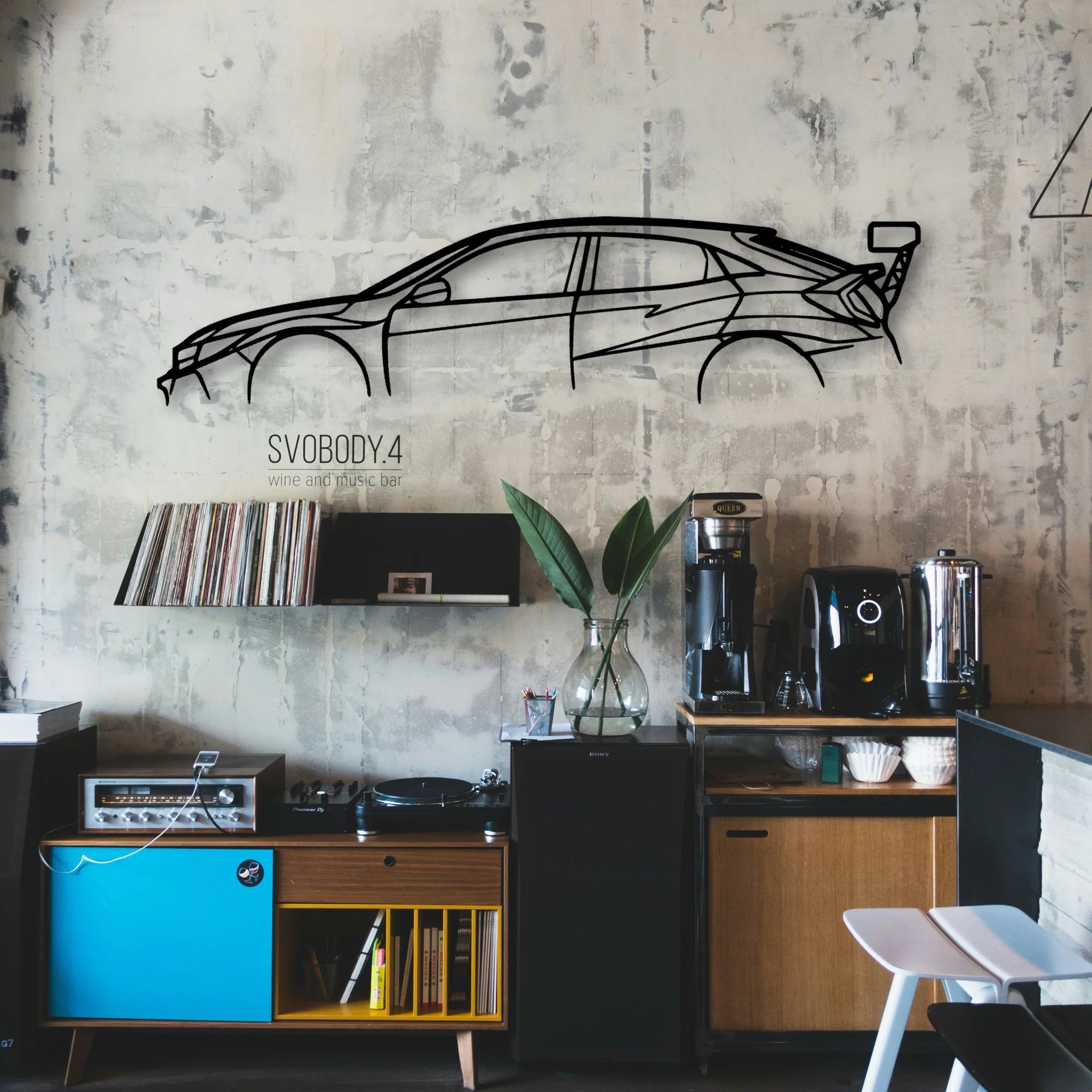 Civic TCR Classic Silhouette Metal Wall Art - Automotive Garage Decor
