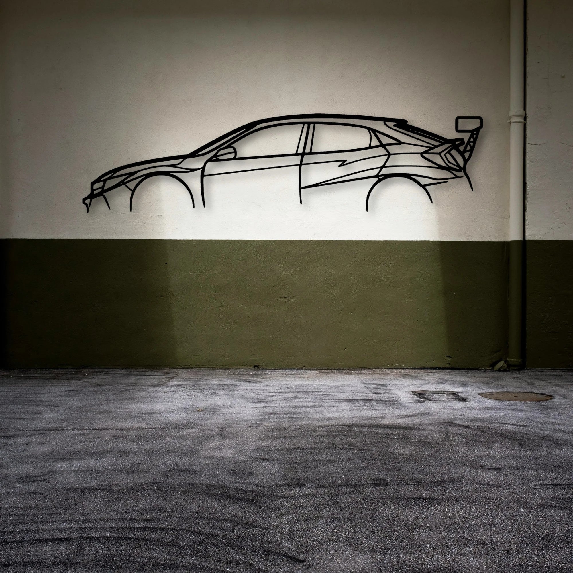 Civic TCR Classic Silhouette Metal Wall Art - Automotive Garage Decor