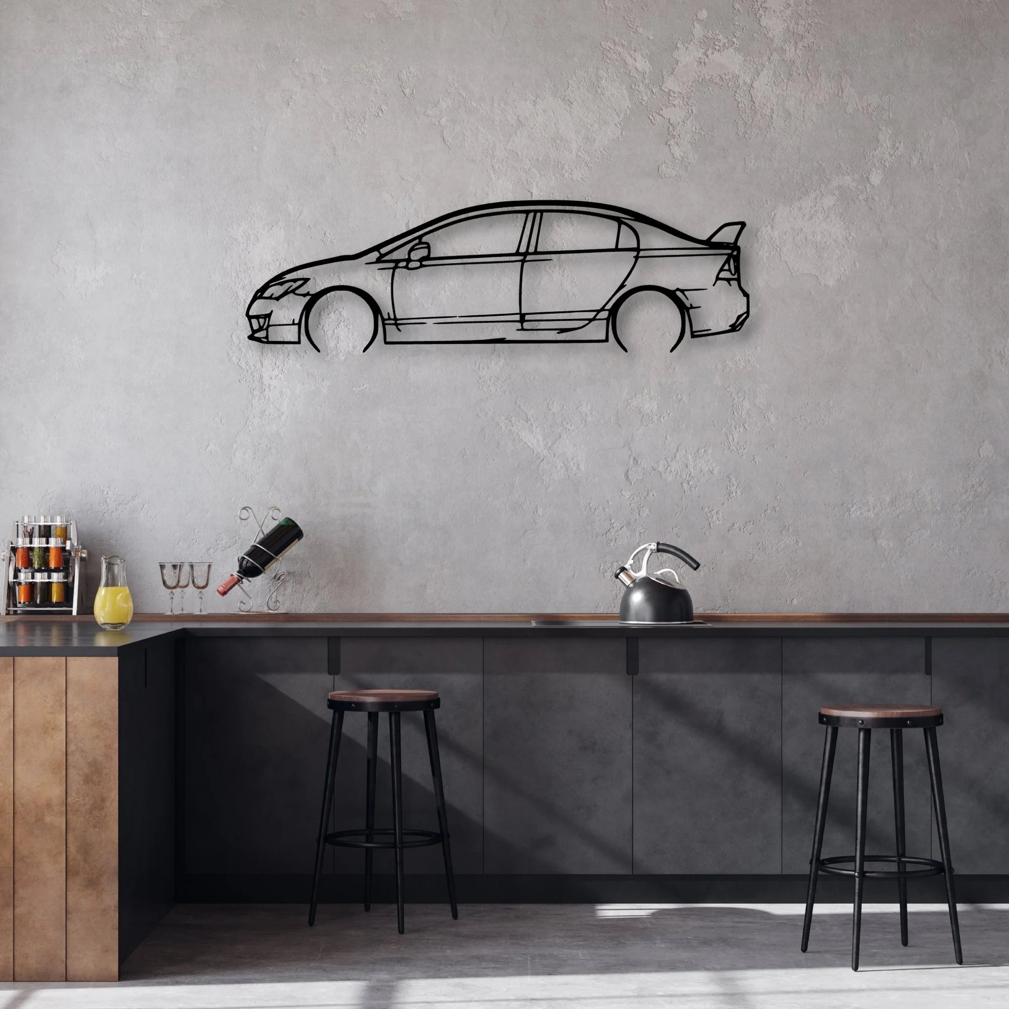 Civic Type R 2010 Classic Silhouette Metal Wall Art - Automotive Garage Decor