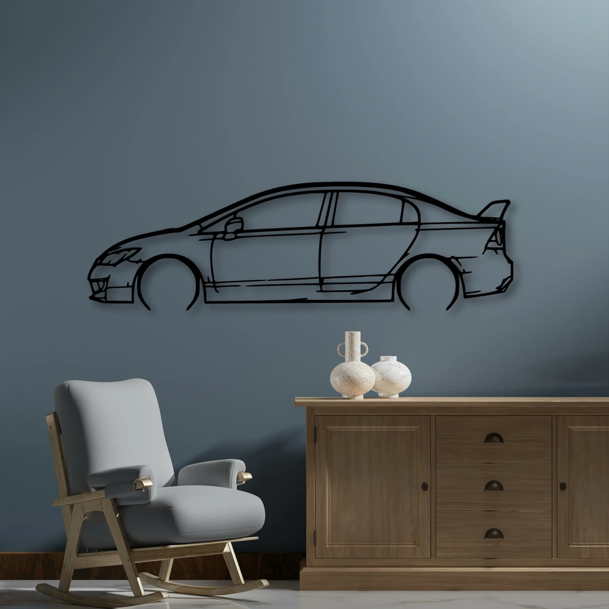 Civic Type R 2010 Classic Silhouette Metal Wall Art - Automotive Garage Decor