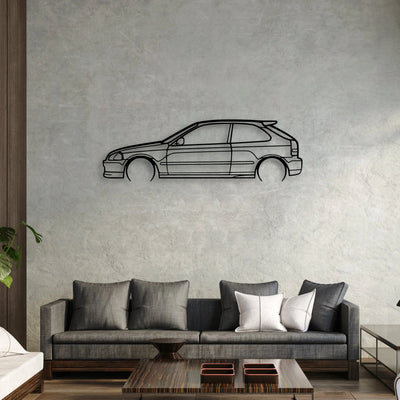Civic Type R EK9 2000 Classic Silhouette Metal Wall Art - Automotive Garage Decor