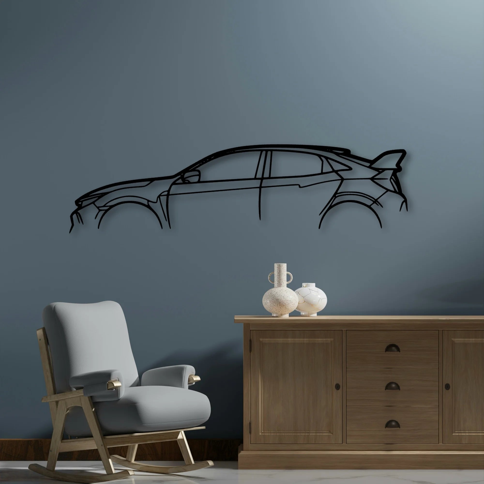 Civic Type R FK8 Classic Silhouette Metal Wall Art - Automotive Garage Decor