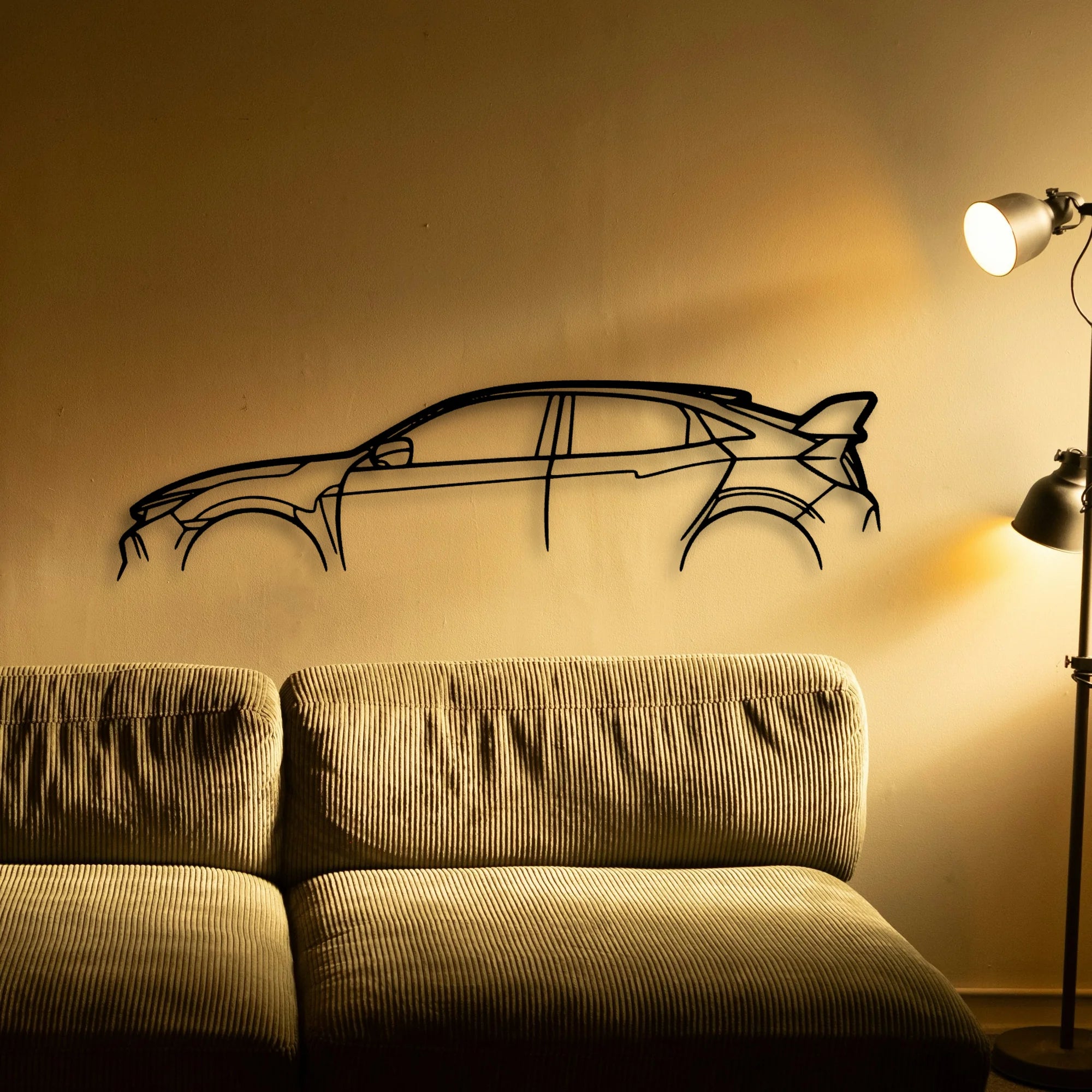 Civic Type R FK8 Classic Silhouette Metal Wall Art - Automotive Garage Decor