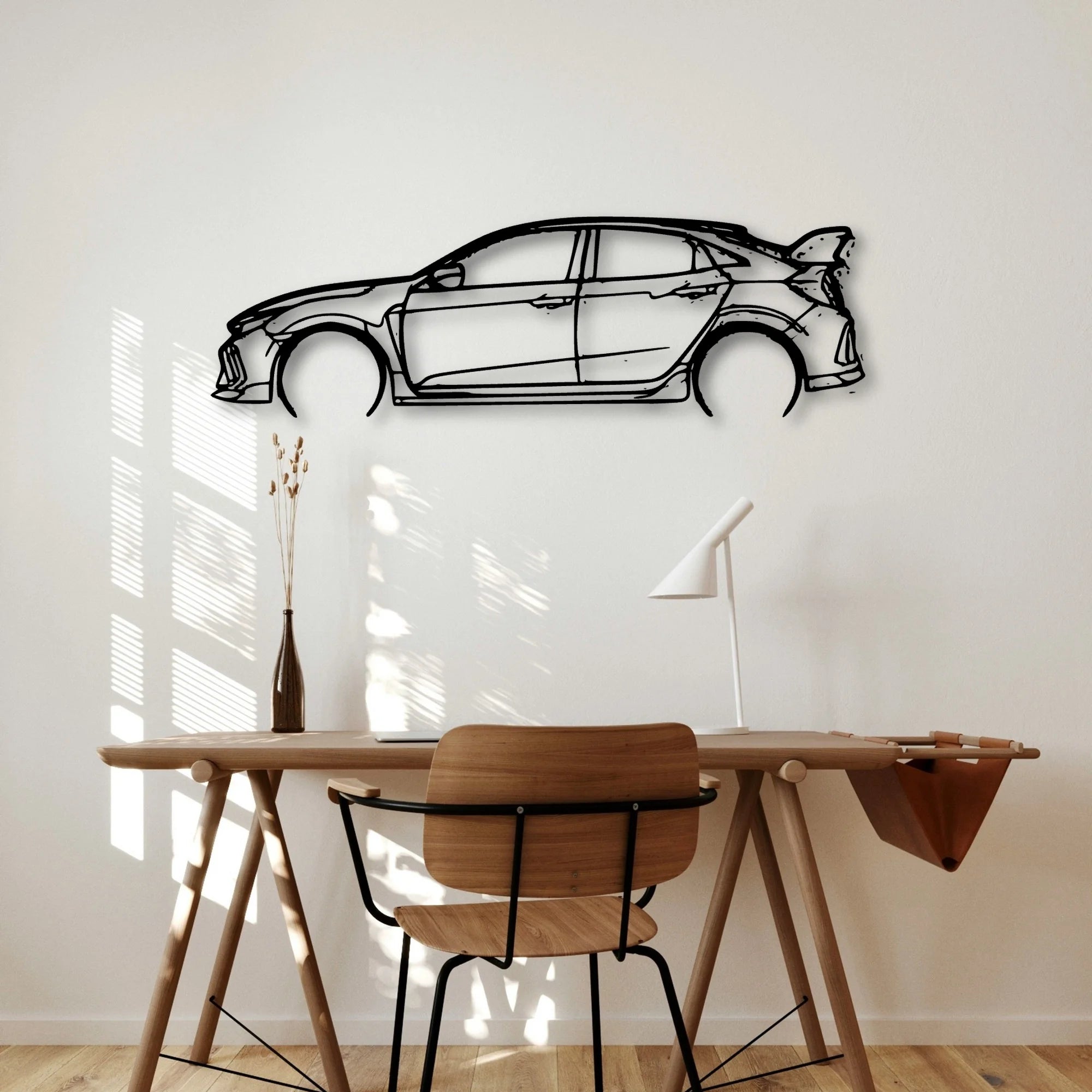 Civic Type R FK8 2 Classic Silhouette Metal Wall Art - Automotive Garage Decor