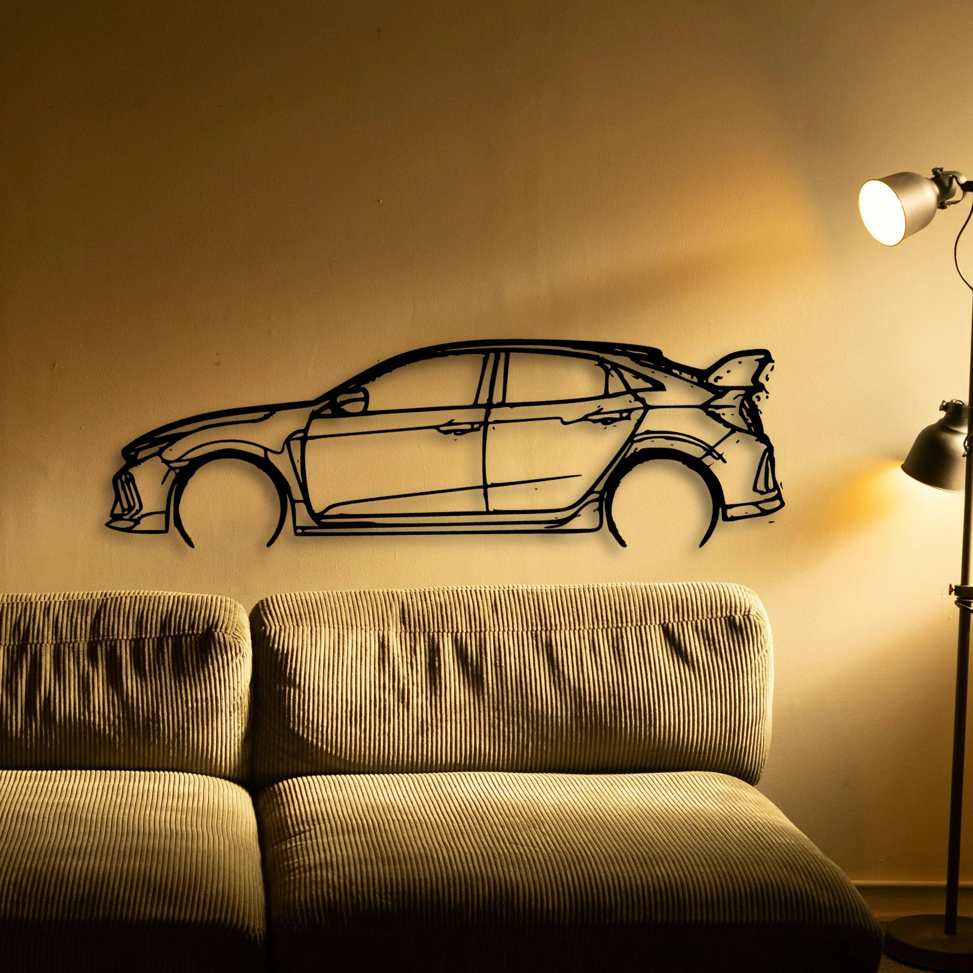 Civic Type R FK8 2 Classic Silhouette Metal Wall Art - Automotive Garage Decor