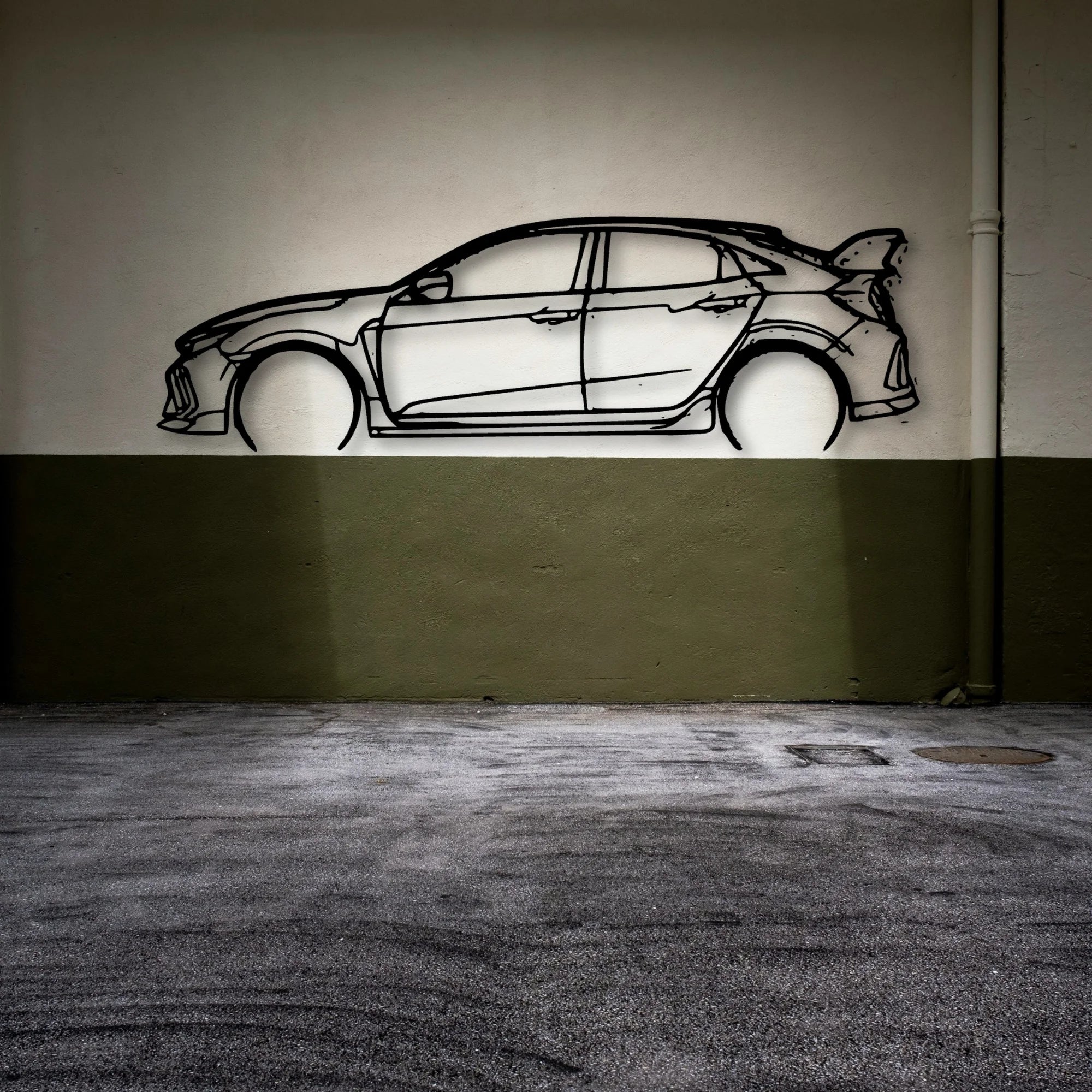 Civic Type R FK8 2 Classic Silhouette Metal Wall Art - Automotive Garage Decor