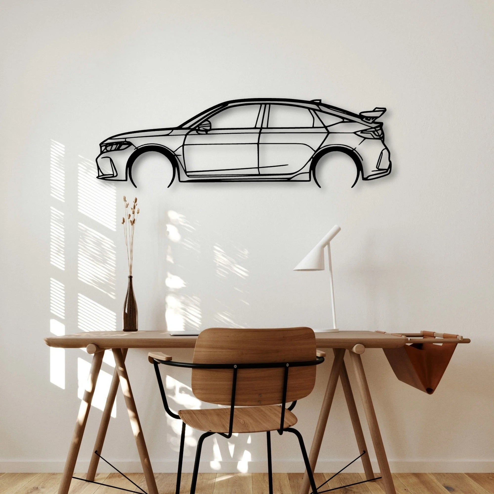 Civic Type R FL5 2023 Classic Silhouette Metal Wall Art - Automotive Garage Decor