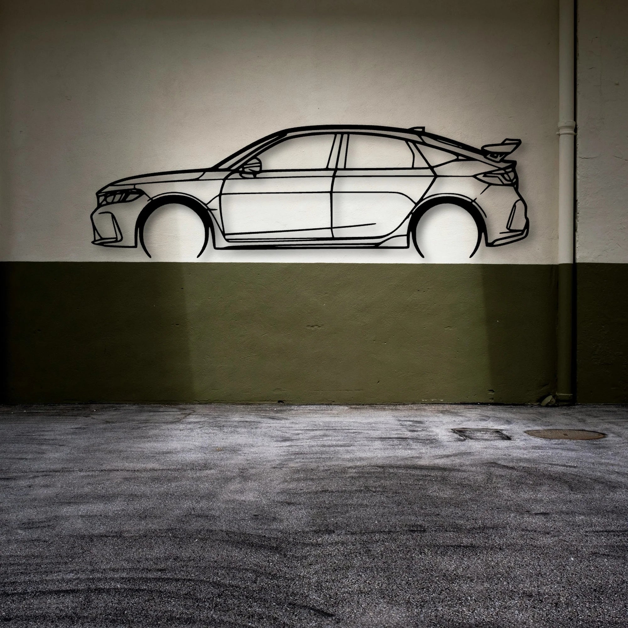 Civic Type R FL5 2023 Classic Silhouette Metal Wall Art - Automotive Garage Decor