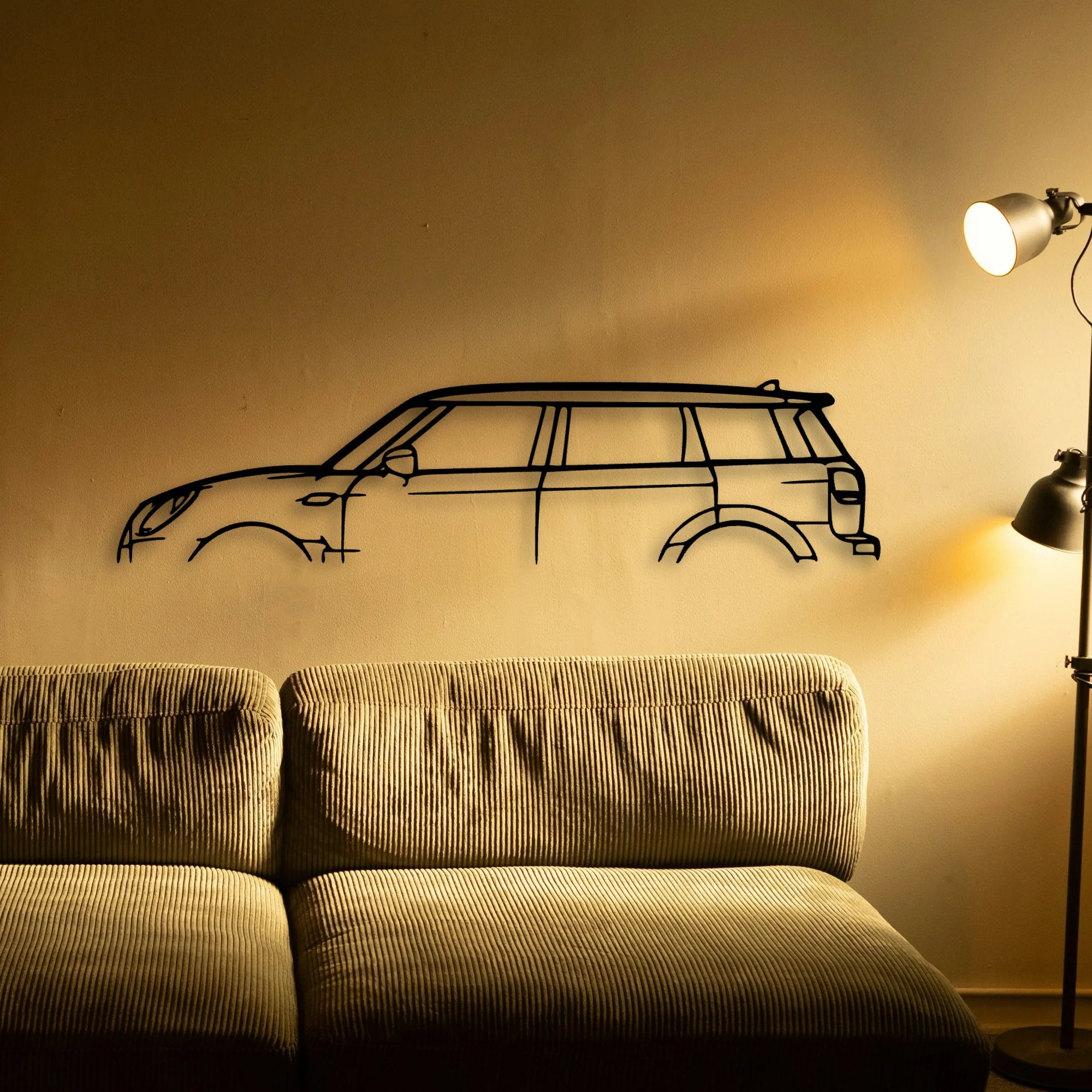 Clubman JCW 2019 Classic Silhouette Metal Wall Art - Automotive Garage Decor