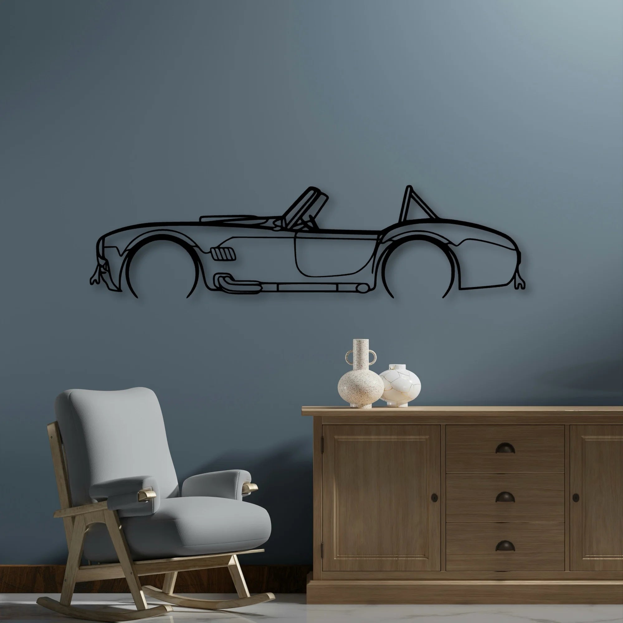 Cobra 1966 Classic Silhouette Metal Wall Art - Automotive Garage Decor
