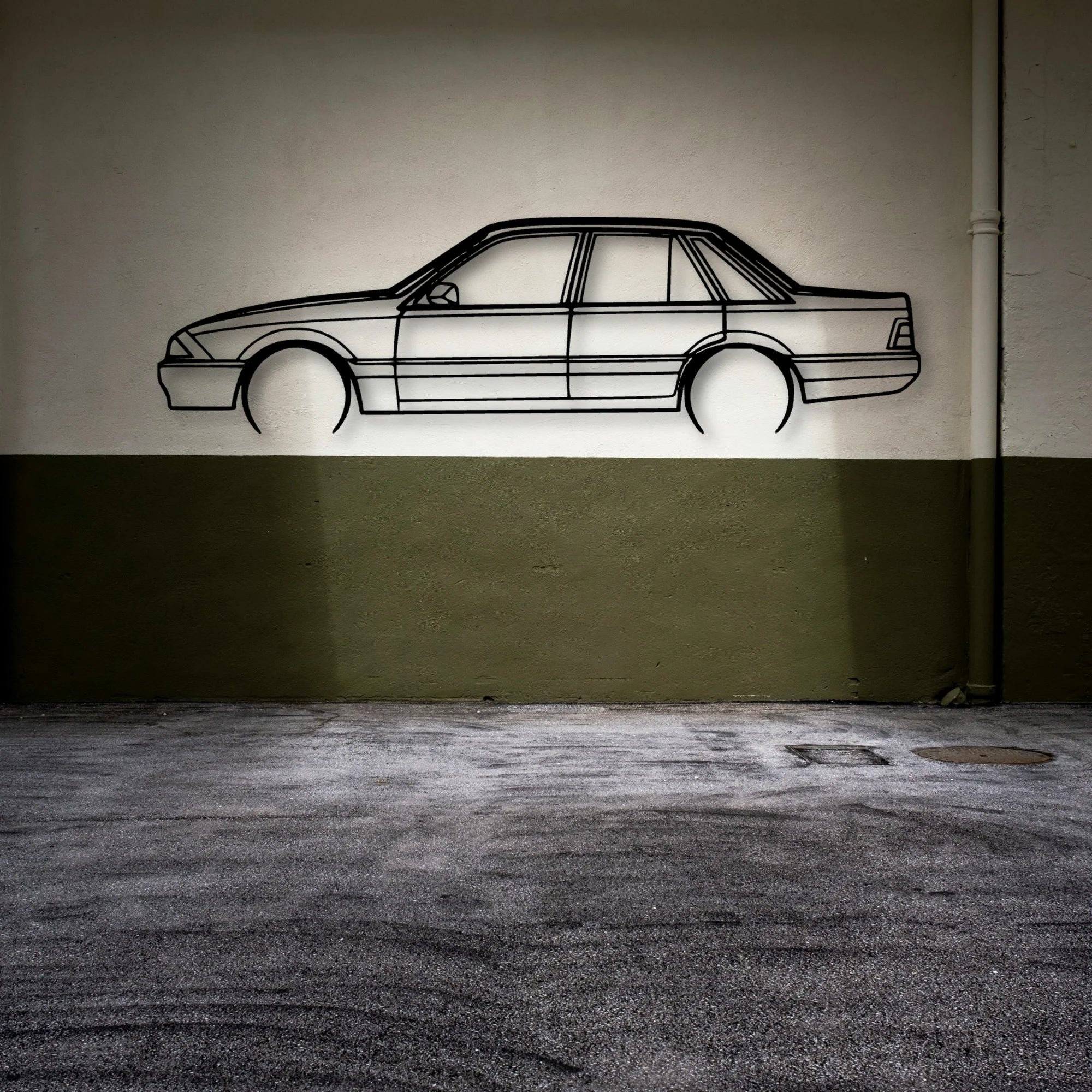 Commodore VL 1987 Classic Silhouette Metal Wall Art - Automotive Garage Decor