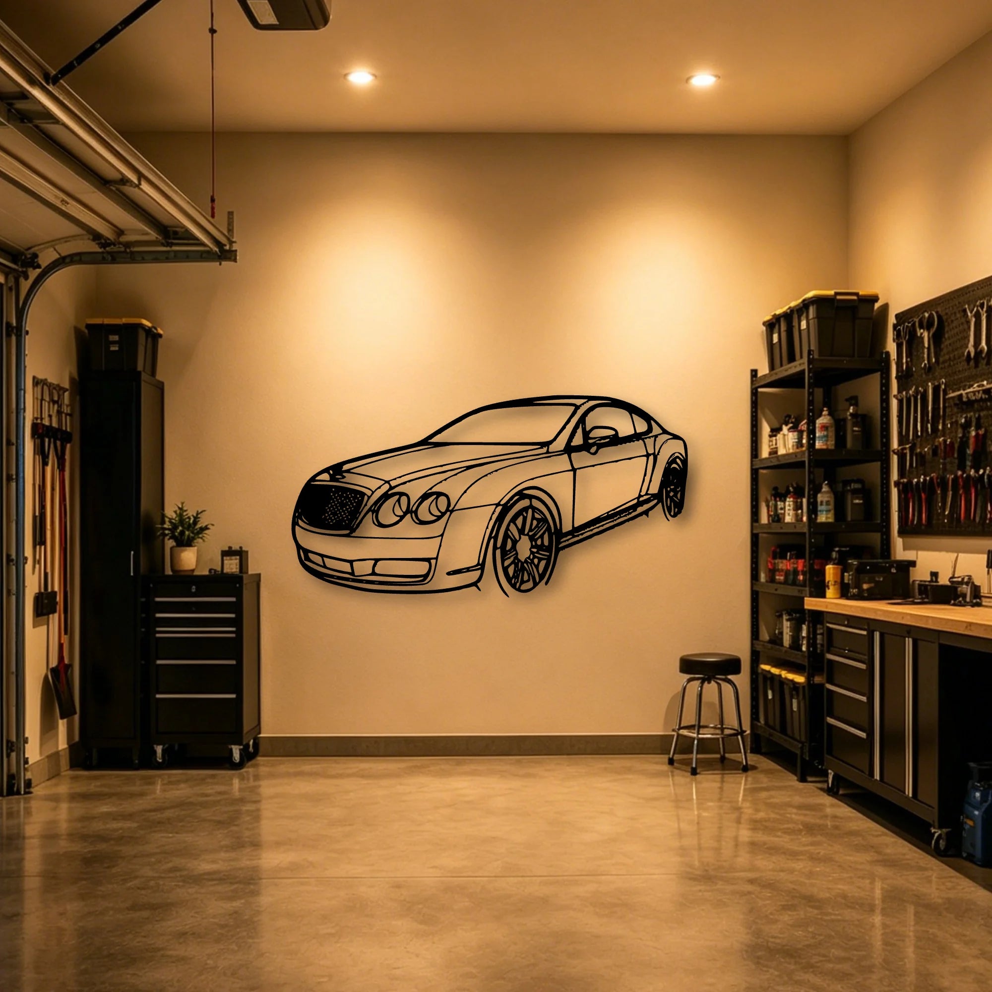 Continental GT 2007 Angle Classic Silhouette Metal Wall Art - Automotive Garage Decor