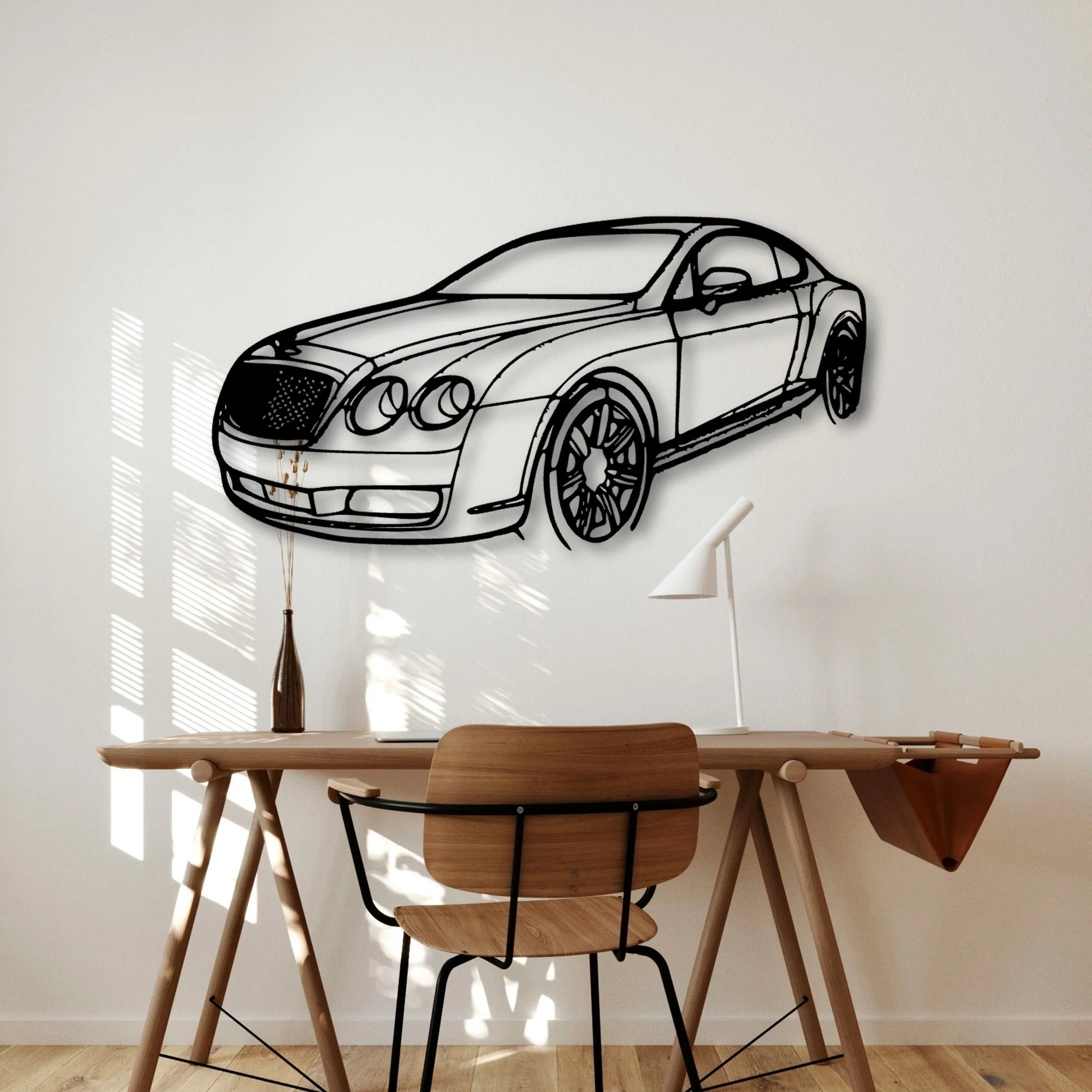 Continental GT 2007 Angle Classic Silhouette Metal Wall Art - Automotive Garage Decor