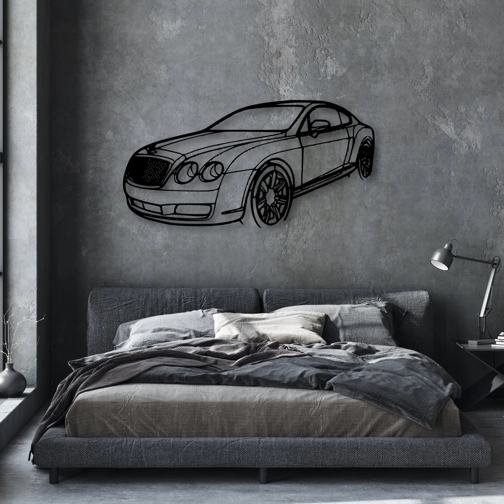 Continental GT 2007 Angle Classic Silhouette Metal Wall Art - Automotive Garage Decor