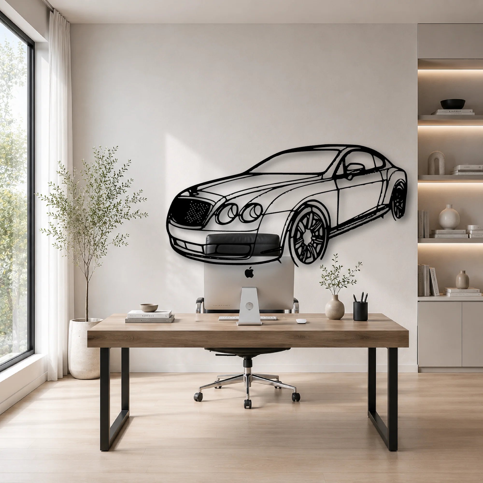 Continental GT 2007 Angle Classic Silhouette Metal Wall Art - Automotive Garage Decor