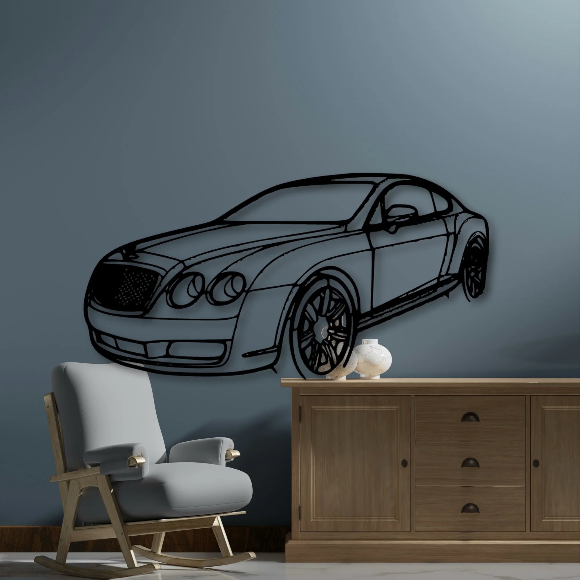 Continental GT 2007 Angle Classic Silhouette Metal Wall Art - Automotive Garage Decor