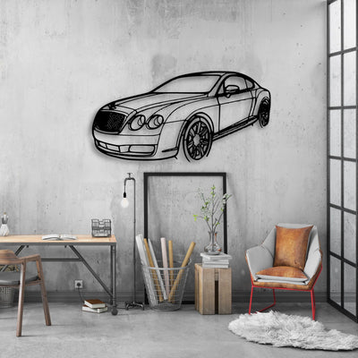 Continental GT 2007 Angle Classic Silhouette Metal Wall Art - Automotive Garage Decor