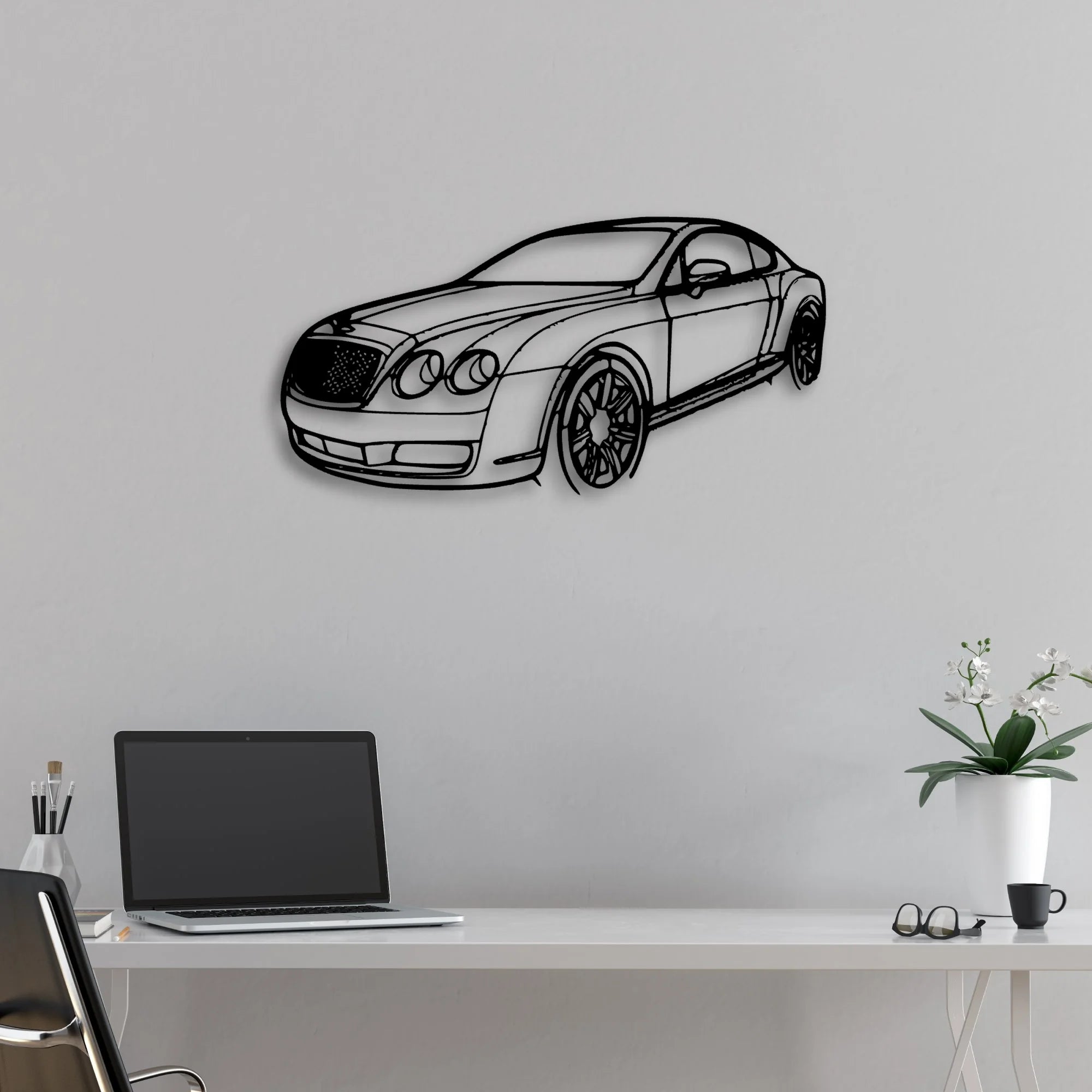 Continental GT 2007 Angle Classic Silhouette Metal Wall Art - Automotive Garage Decor