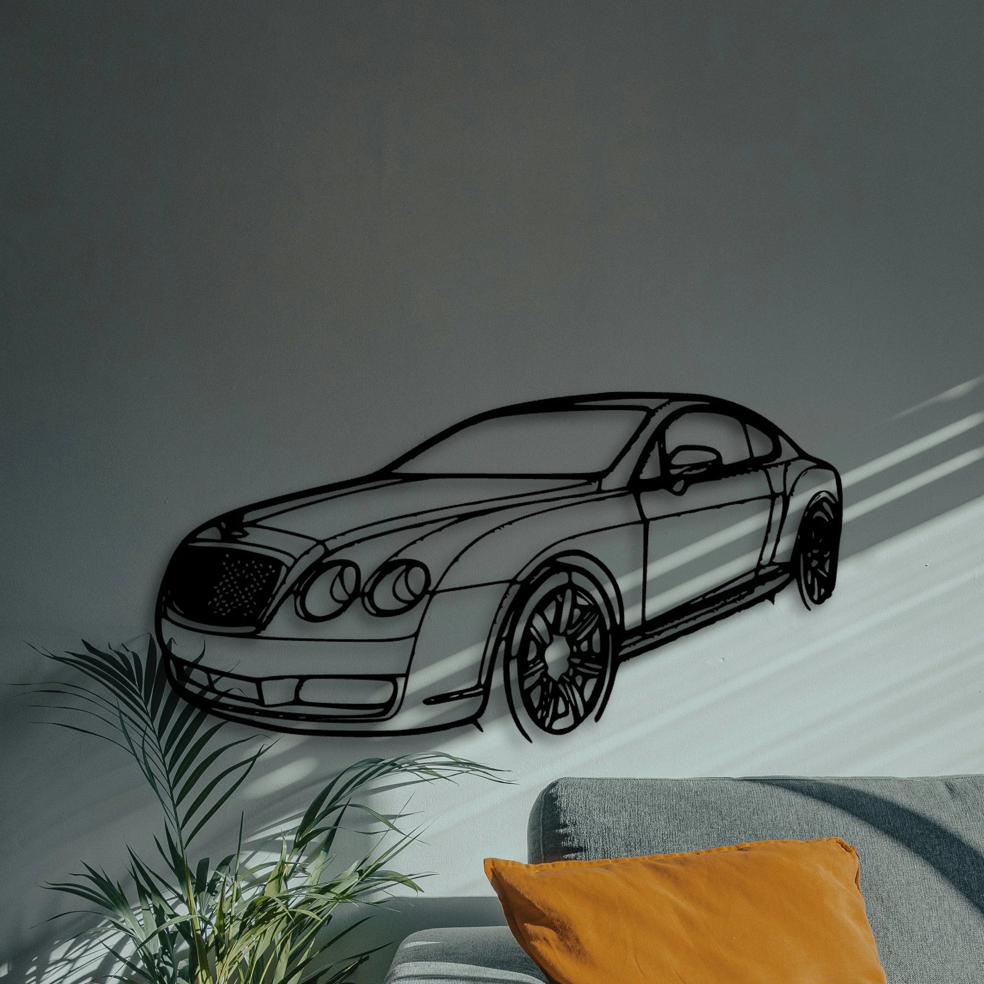 Continental GT 2007 Angle Classic Silhouette Metal Wall Art - Automotive Garage Decor