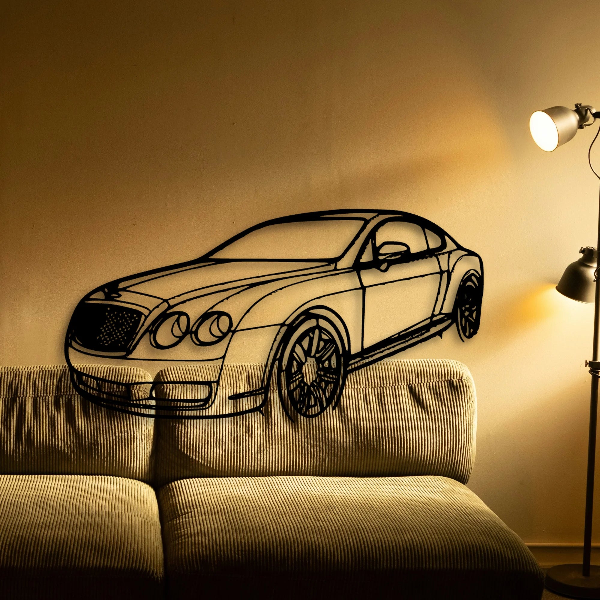 Continental GT 2007 Angle Classic Silhouette Metal Wall Art - Automotive Garage Decor