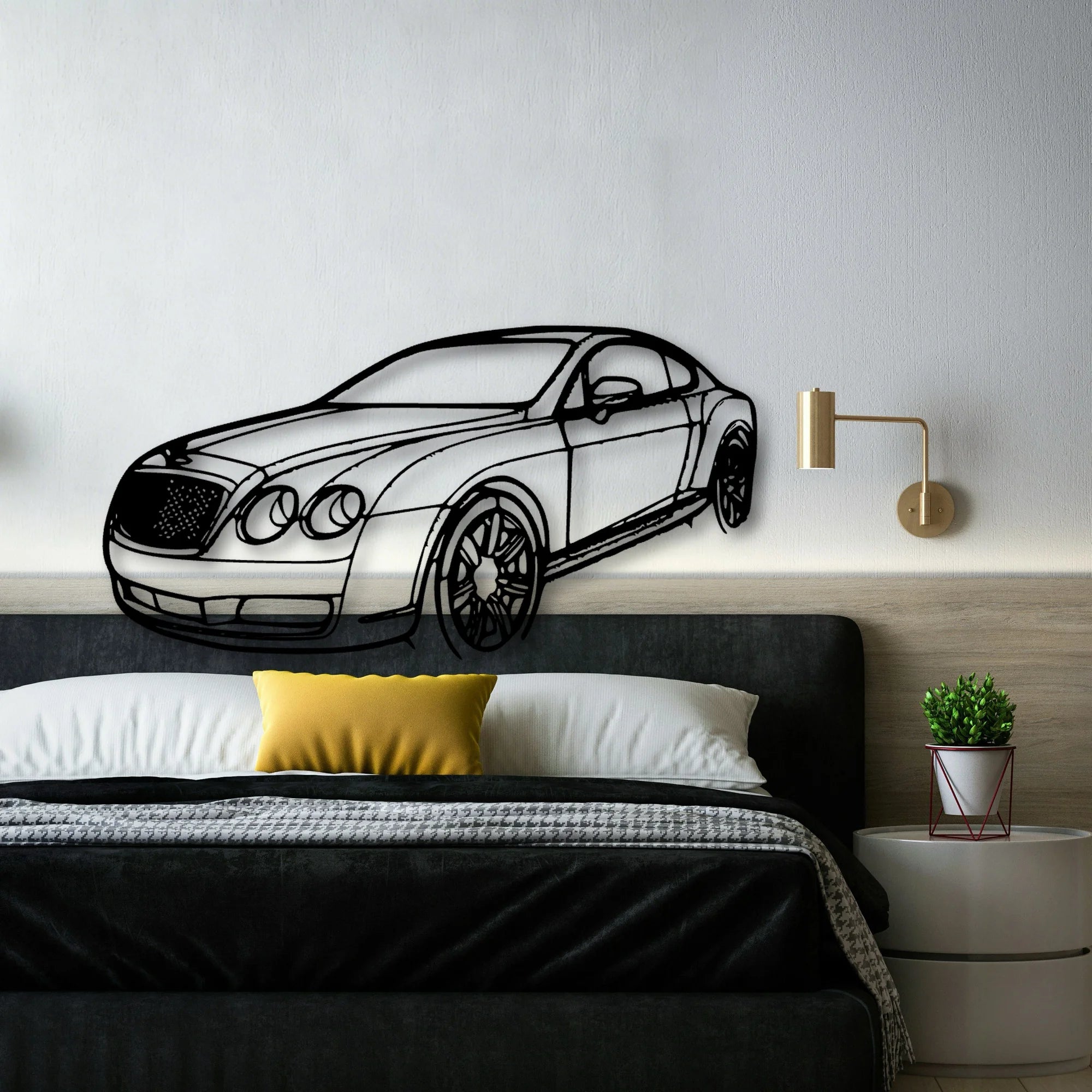 Continental GT 2007 Angle Classic Silhouette Metal Wall Art - Automotive Garage Decor