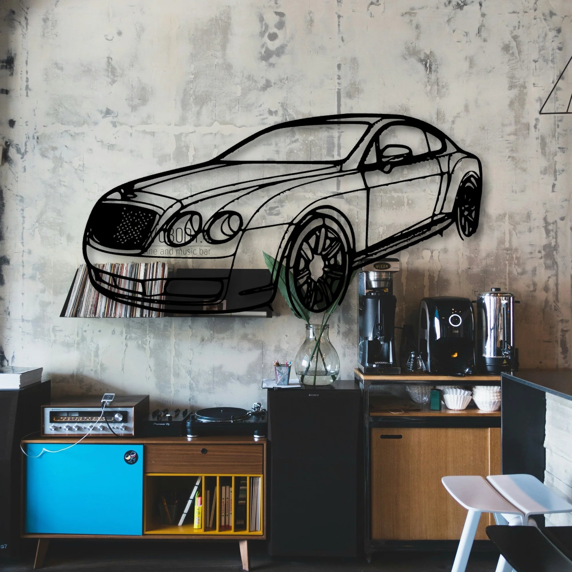 Continental GT 2007 Angle Classic Silhouette Metal Wall Art - Automotive Garage Decor
