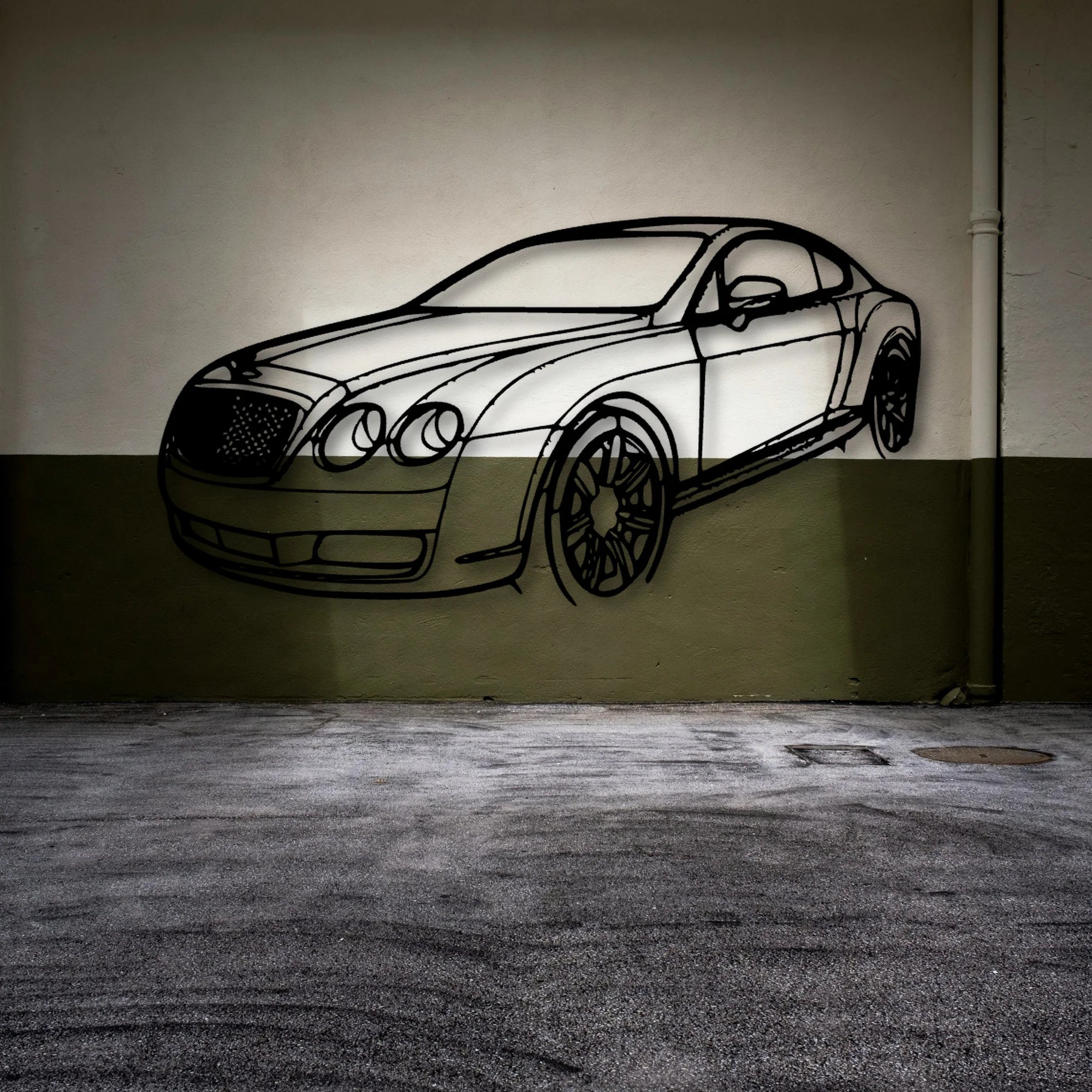 Continental GT 2007 Angle Classic Silhouette Metal Wall Art - Automotive Garage Decor