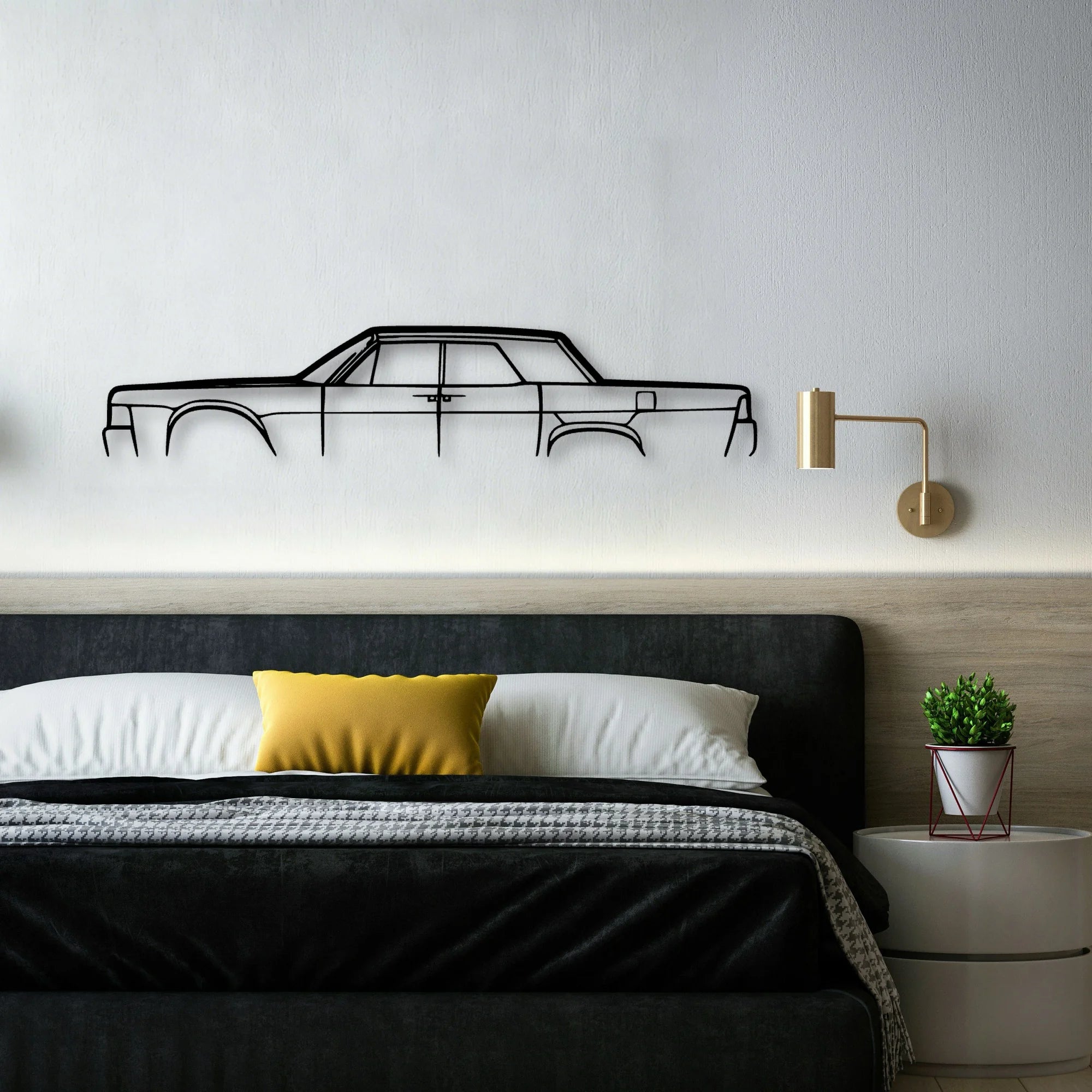 Continental Sedan Classic Silhouette Metal Wall Art - Automotive Garage Decor