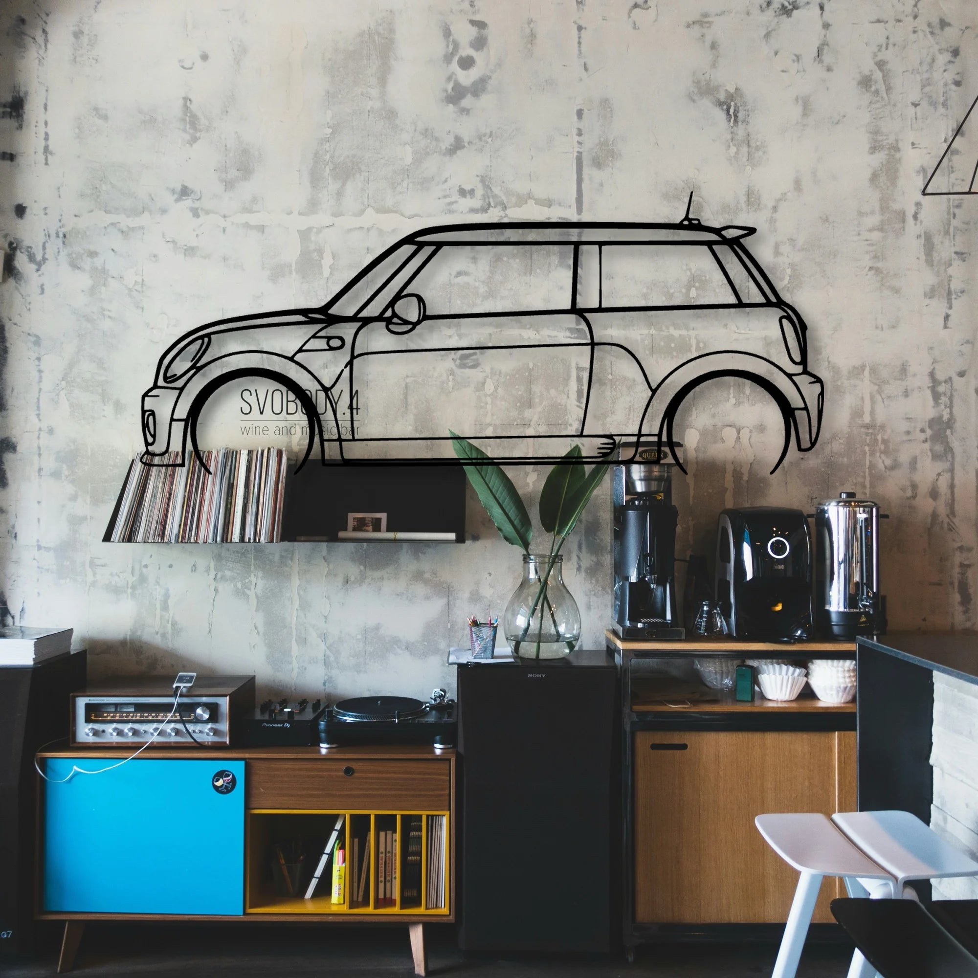 Cooper JCW 2010 Classic Silhouette Metal Wall Art - Automotive Garage Decor
