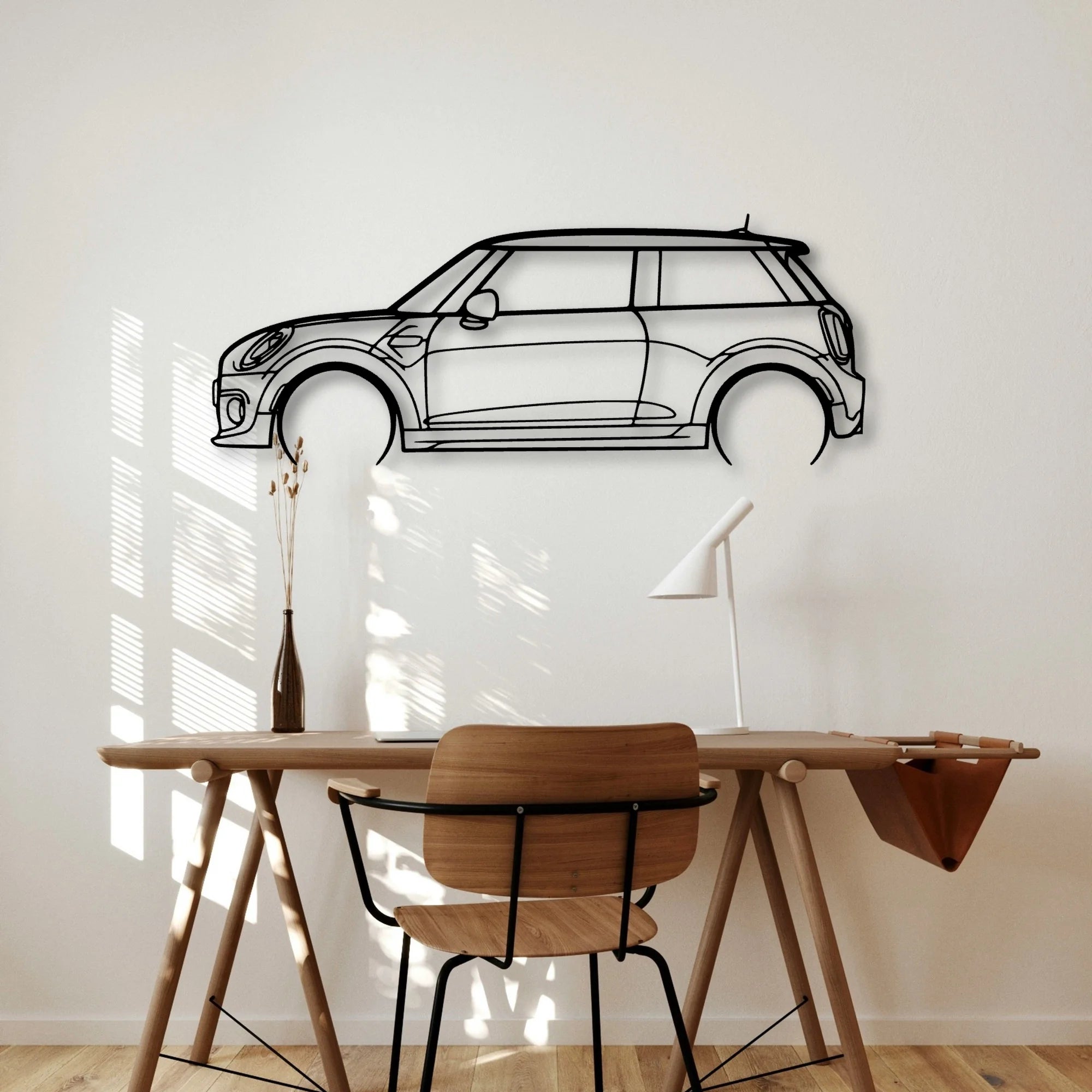 Cooper S 2015 Classic Silhouette Metal Wall Art - Automotive Garage Decor