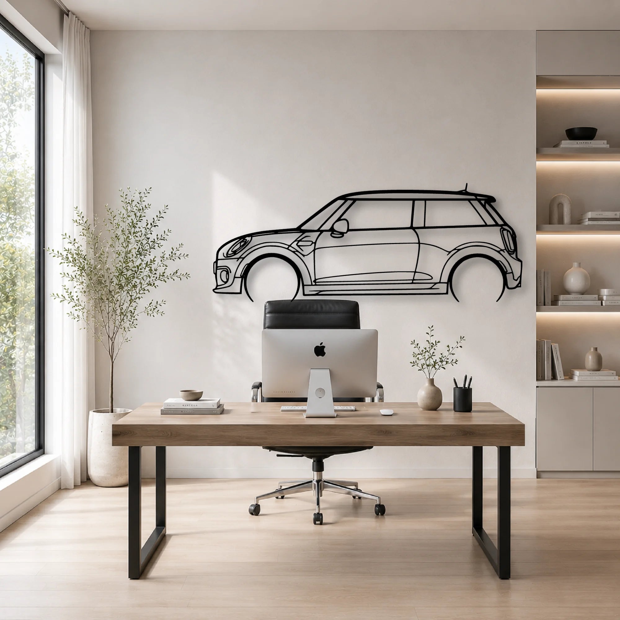 Cooper S 2015 Classic Silhouette Metal Wall Art - Automotive Garage Decor