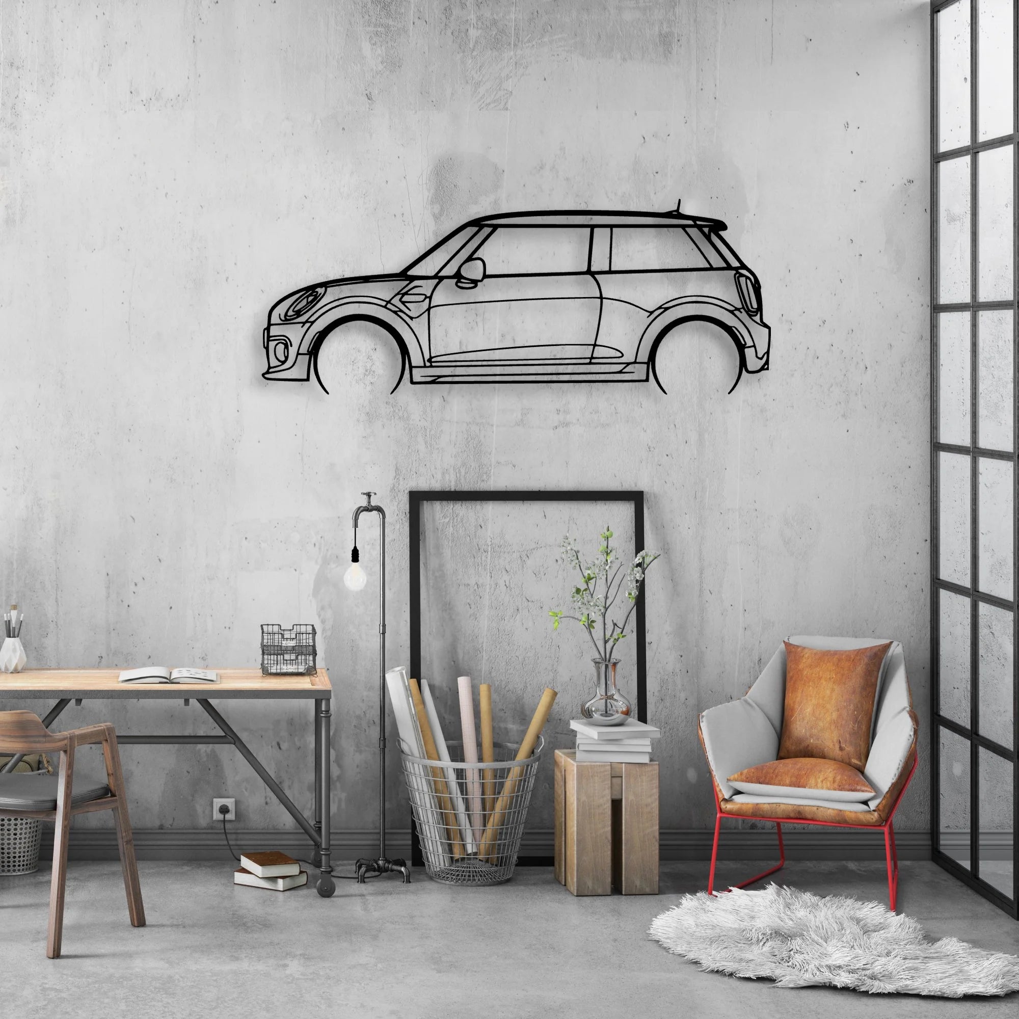Cooper S 2015 Classic Silhouette Metal Wall Art - Automotive Garage Decor