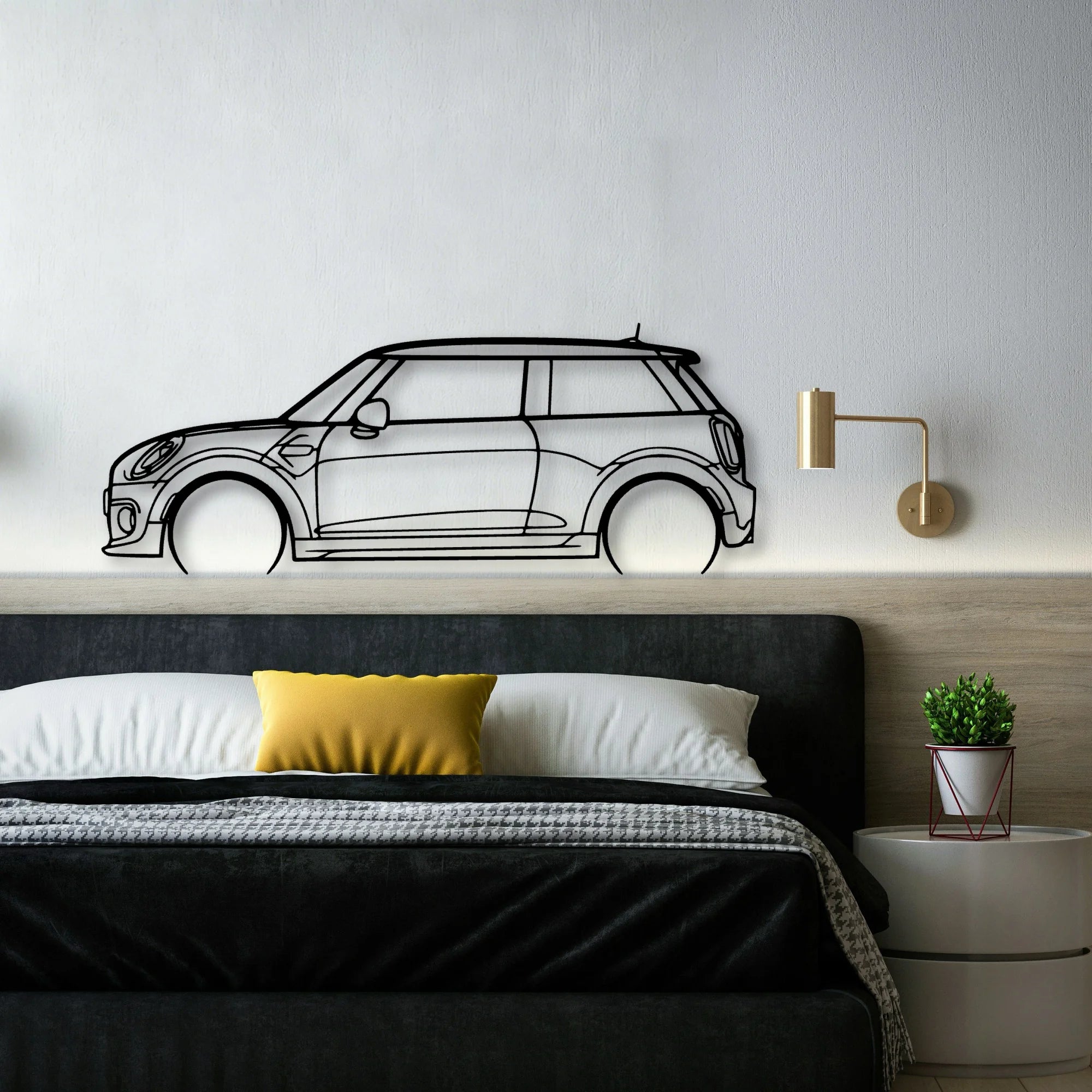 Cooper S 2015 Classic Silhouette Metal Wall Art - Automotive Garage Decor
