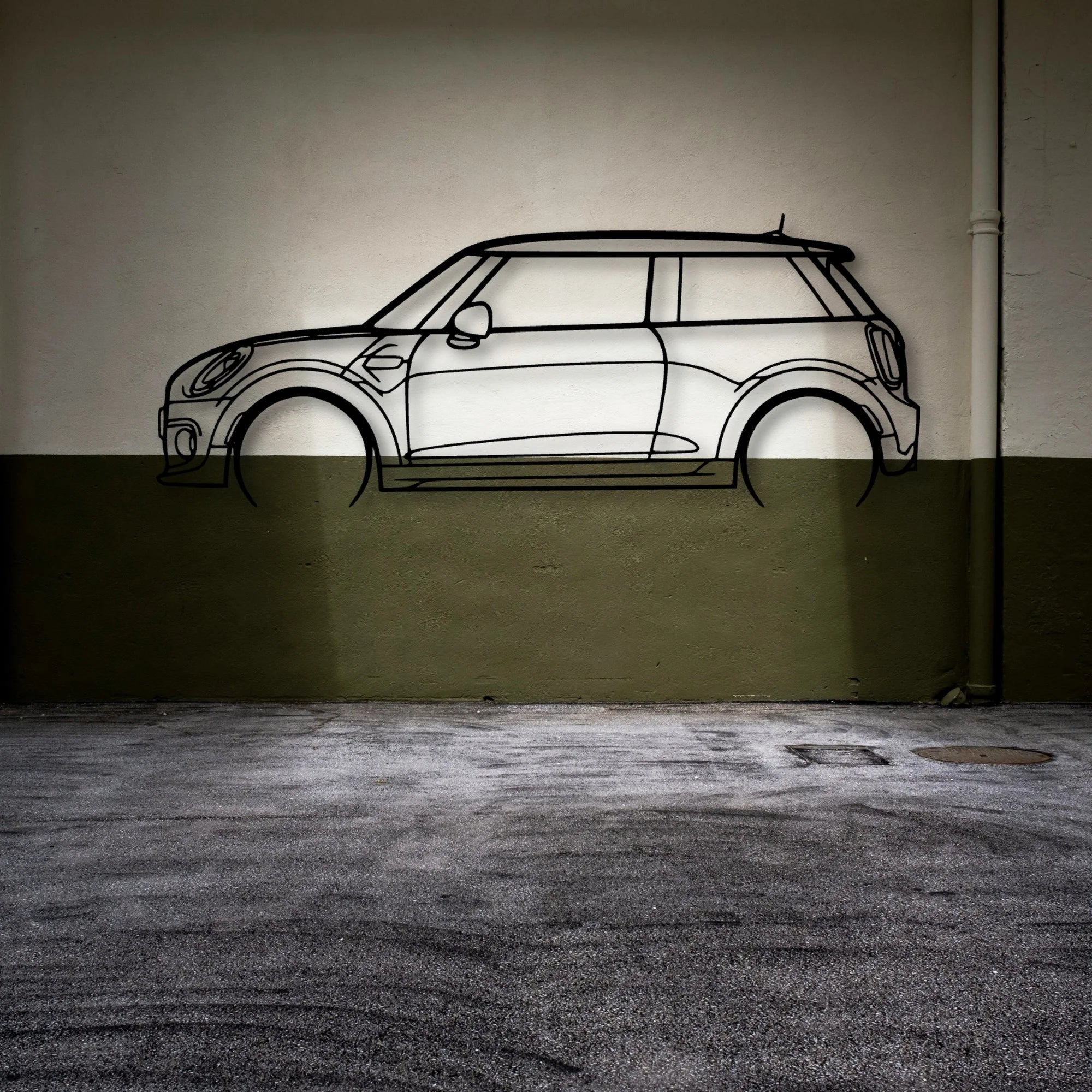 Cooper S 2015 Classic Silhouette Metal Wall Art - Automotive Garage Decor