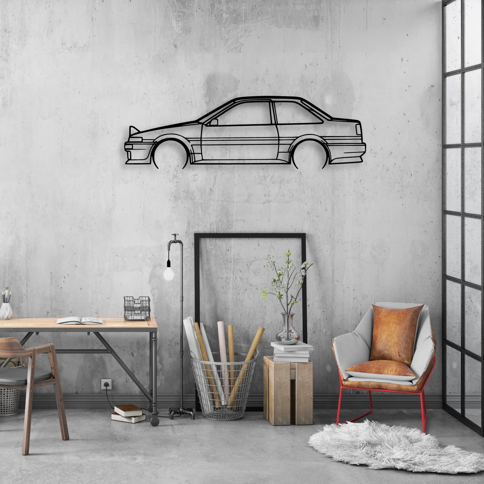 Corolla AE86 GT 1986 Classic Silhouette Metal Wall Art - Automotive Garage Decor