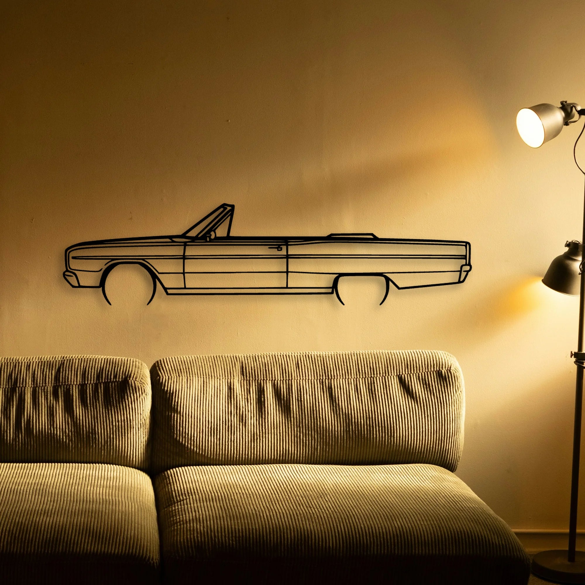 Coronet Convertible 1966 Classic Silhouette Metal Wall Art - Automotive Garage Decor
