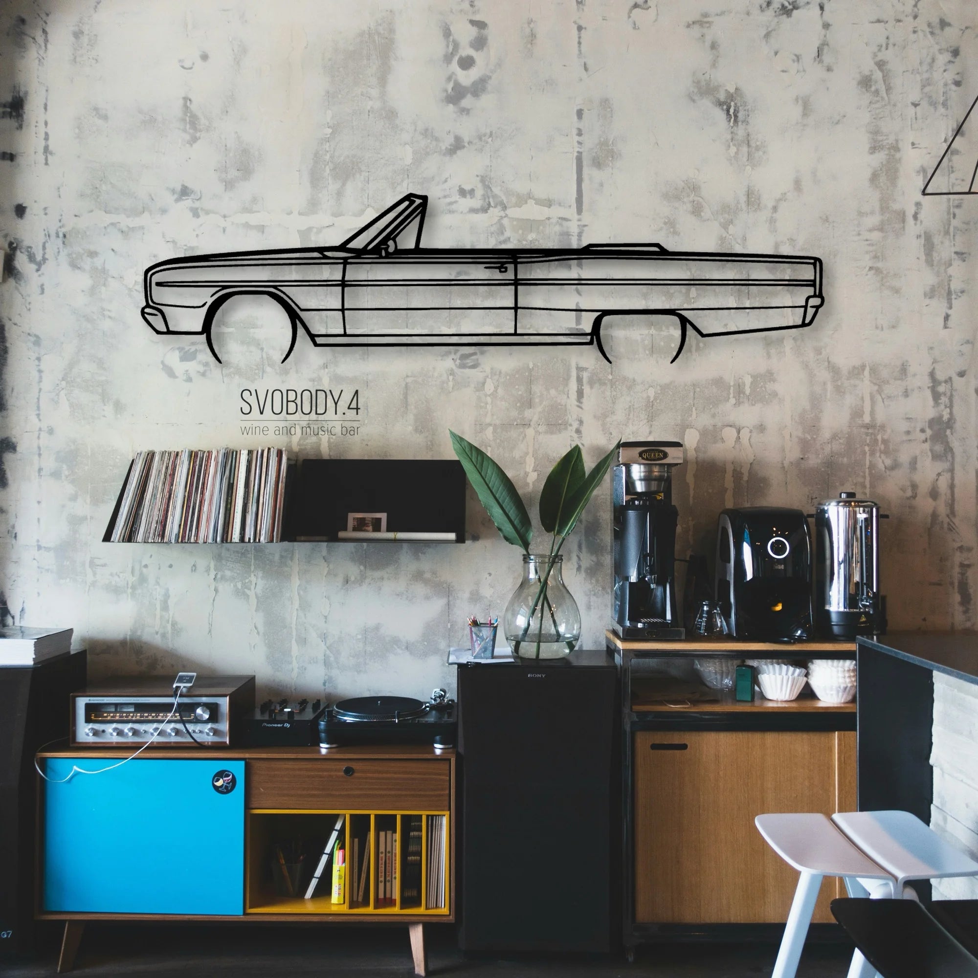 Coronet Convertible 1966 Classic Silhouette Metal Wall Art - Automotive Garage Decor