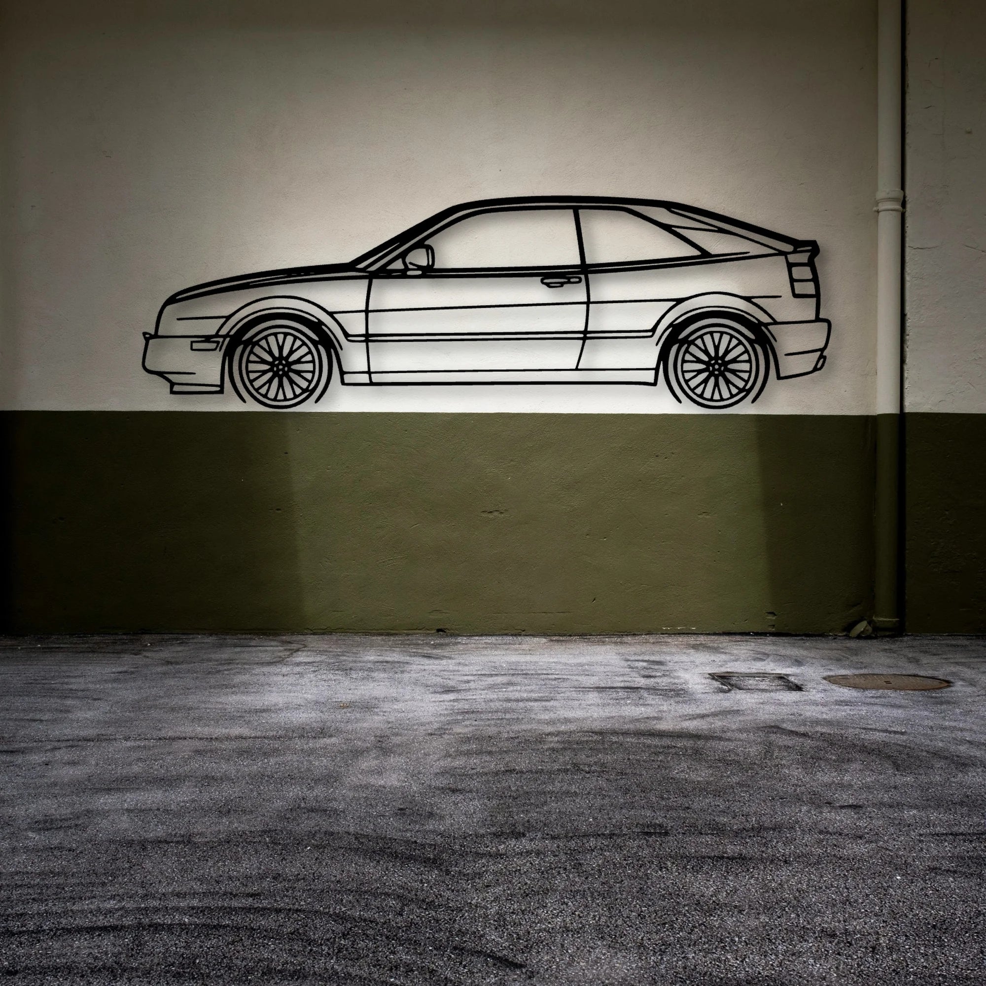Corrado 1994 Classic Silhouette Metal Wall Art - Automotive Garage Decor
