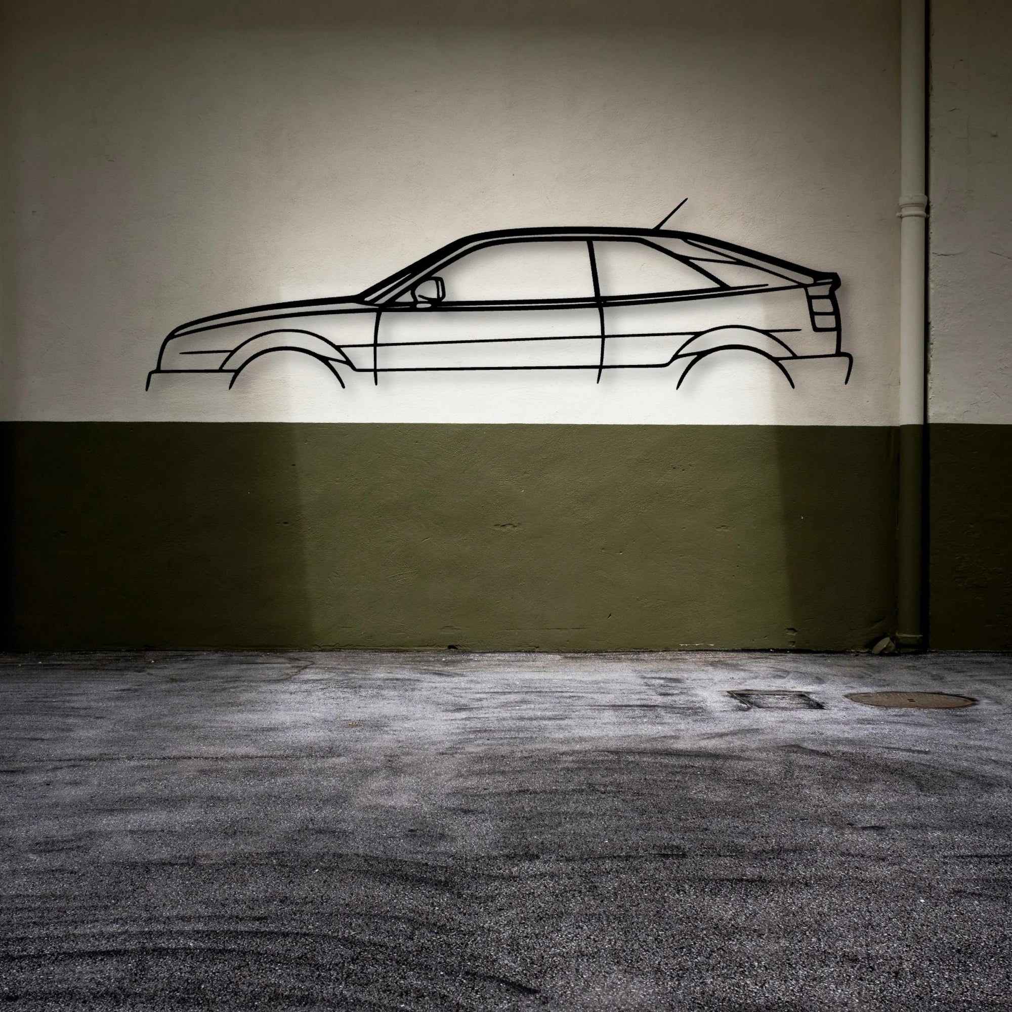 Corrado VR6 1992 Classic Silhouette Metal Wall Art - Automotive Garage Decor