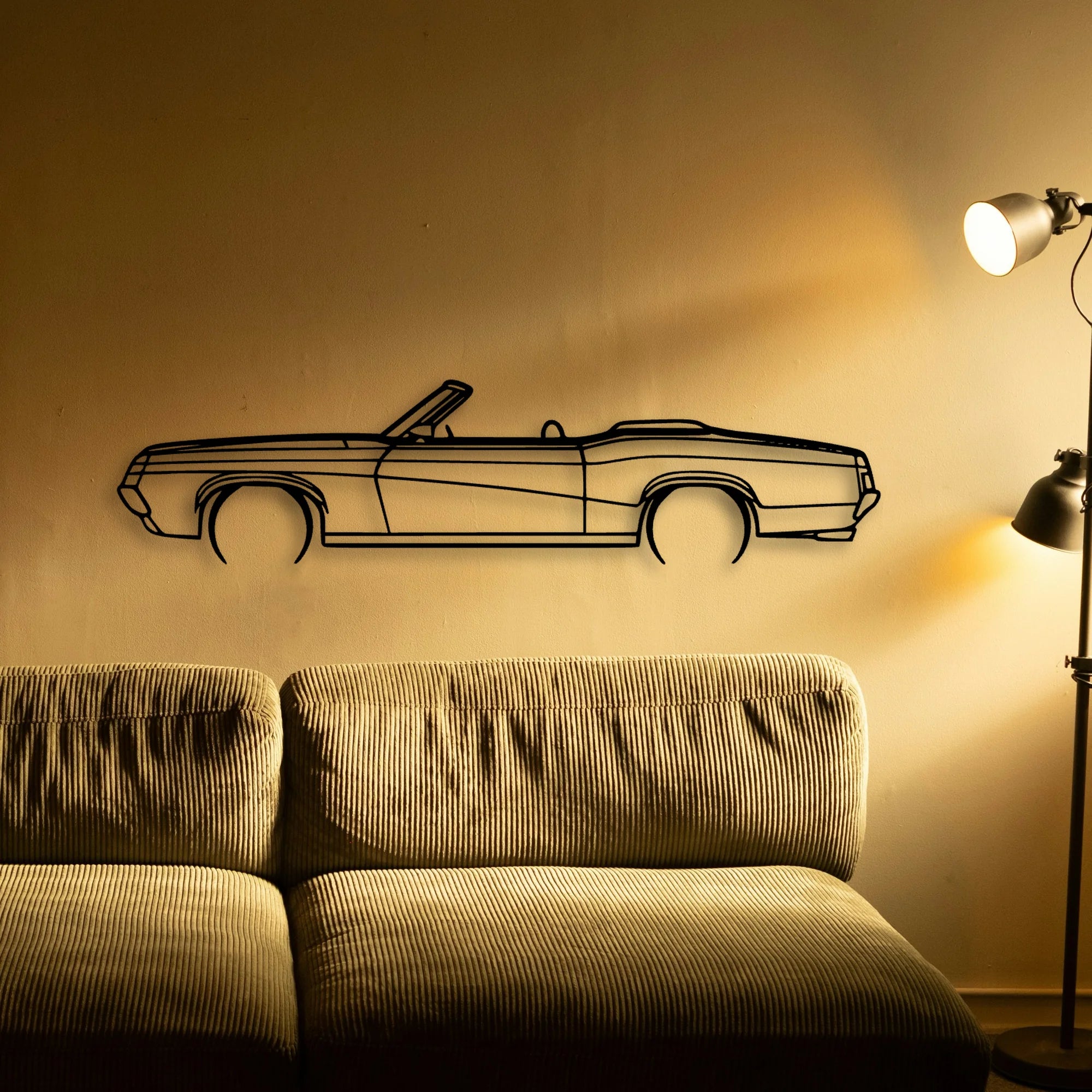 Cougar Convertible 1969 Classic Silhouette Metal Wall Art - Automotive Garage Decor