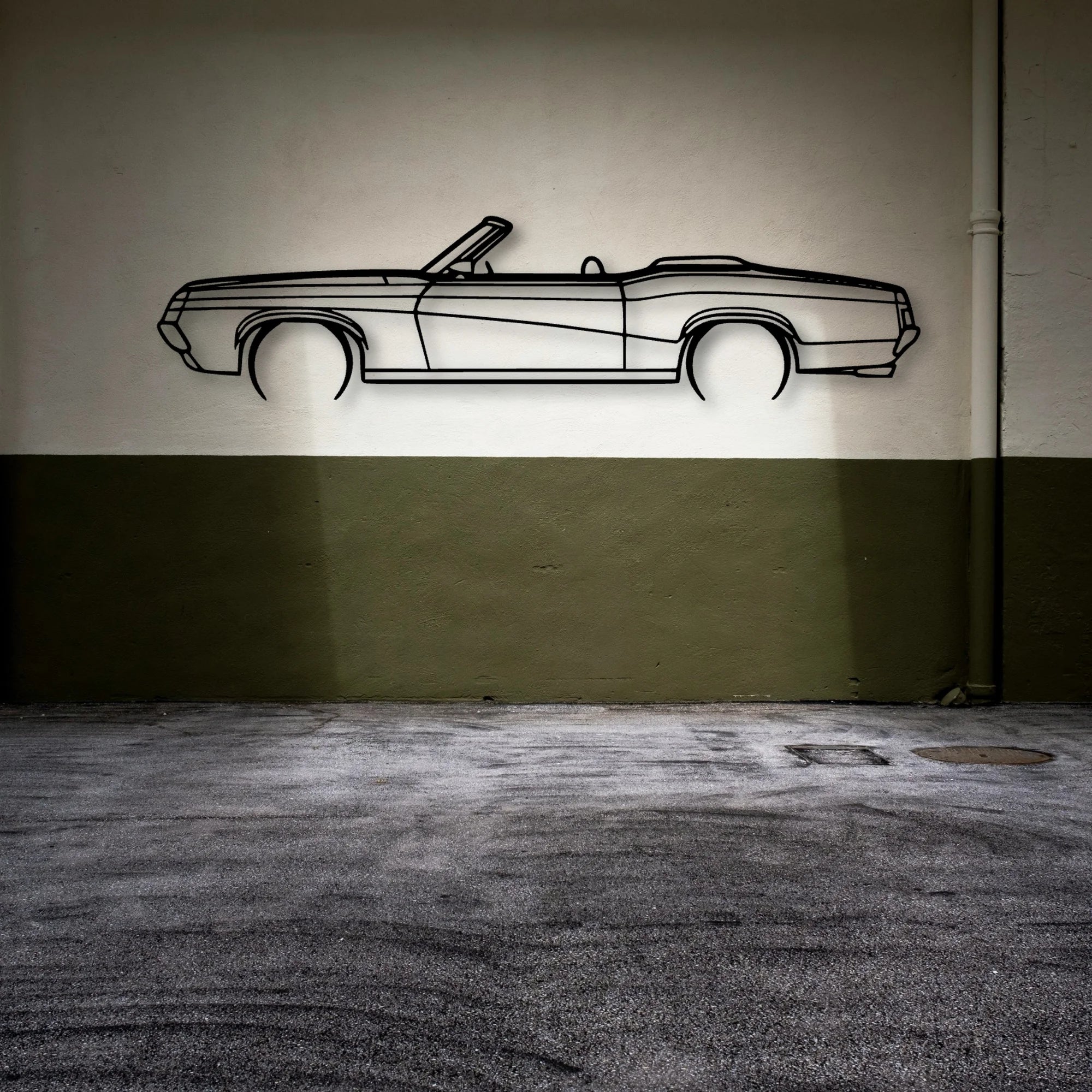 Cougar Convertible 1969 Classic Silhouette Metal Wall Art - Automotive Garage Decor
