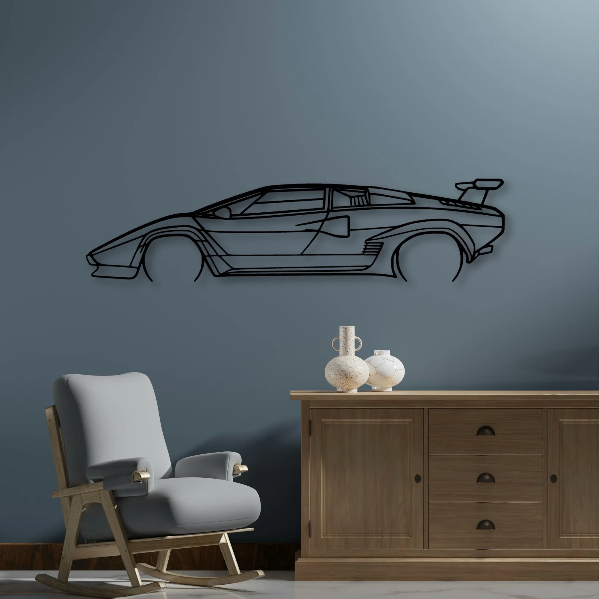 Countach 1985 Classic Silhouette Metal Wall Art - Automotive Garage Decor